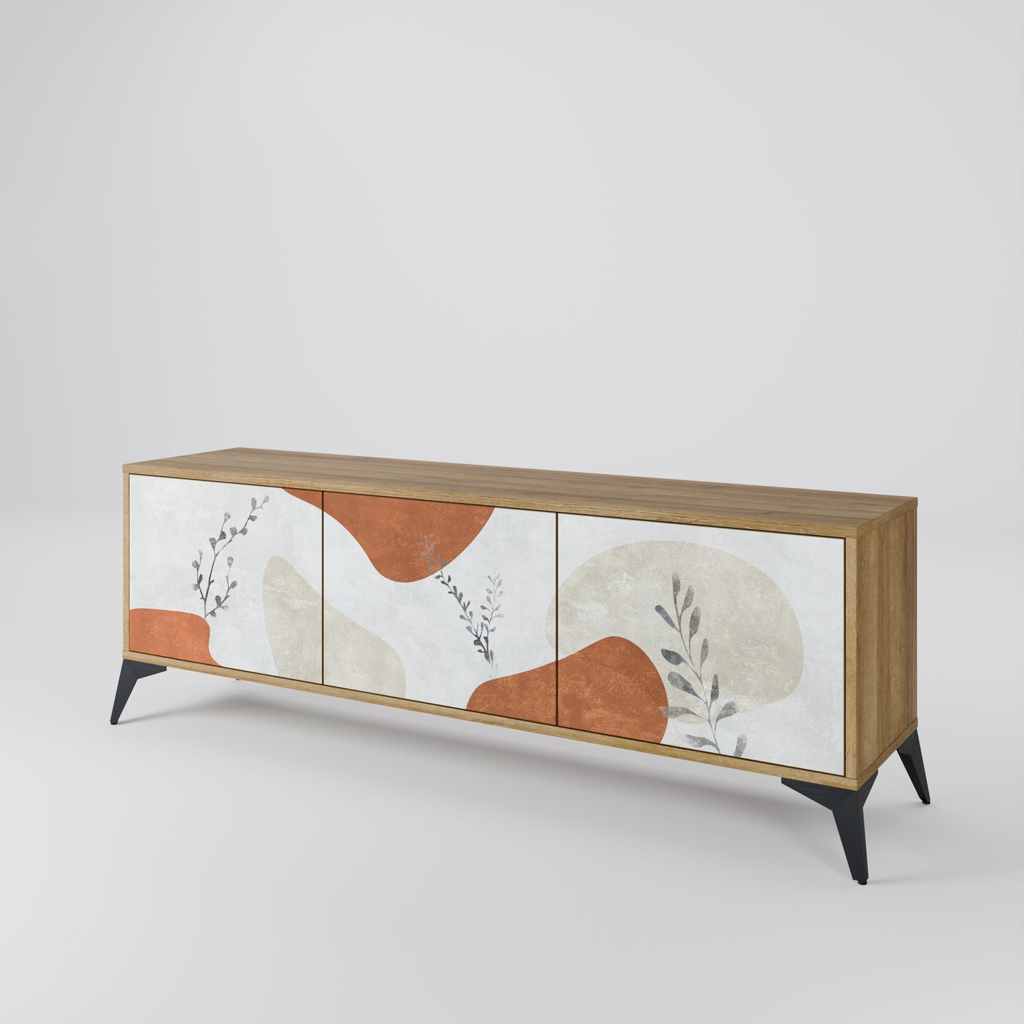 TRANQUIL TWIG 3-Door TV Stand in Oak Effect