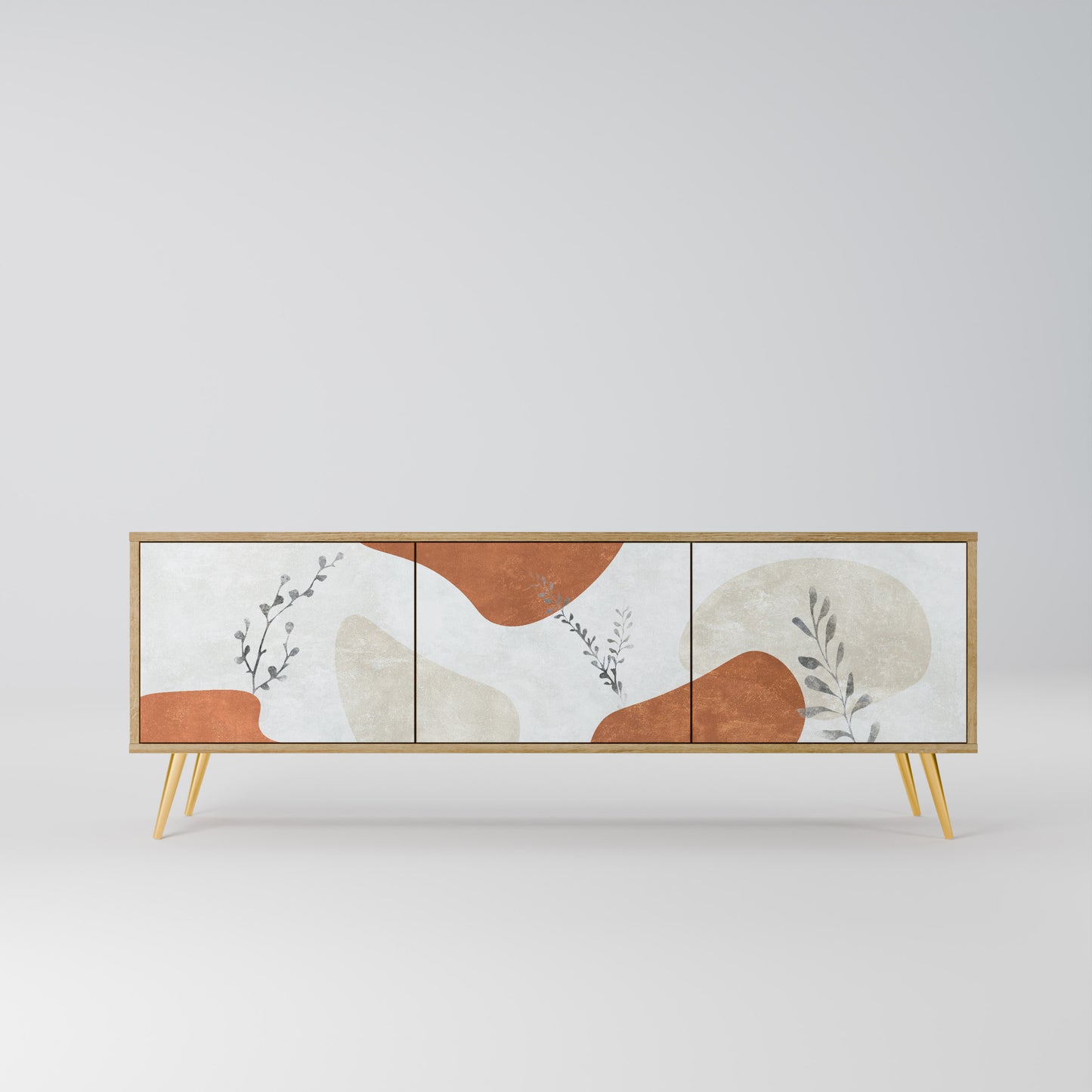 TRANQUIL TWIG 3-Door TV Stand in Oak Effect