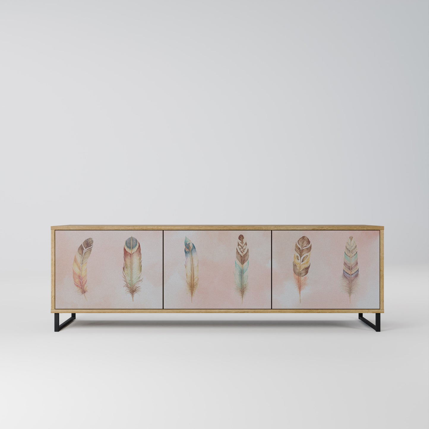 THE DELIQUESCE 3-Door TV Stand in Oak Effect