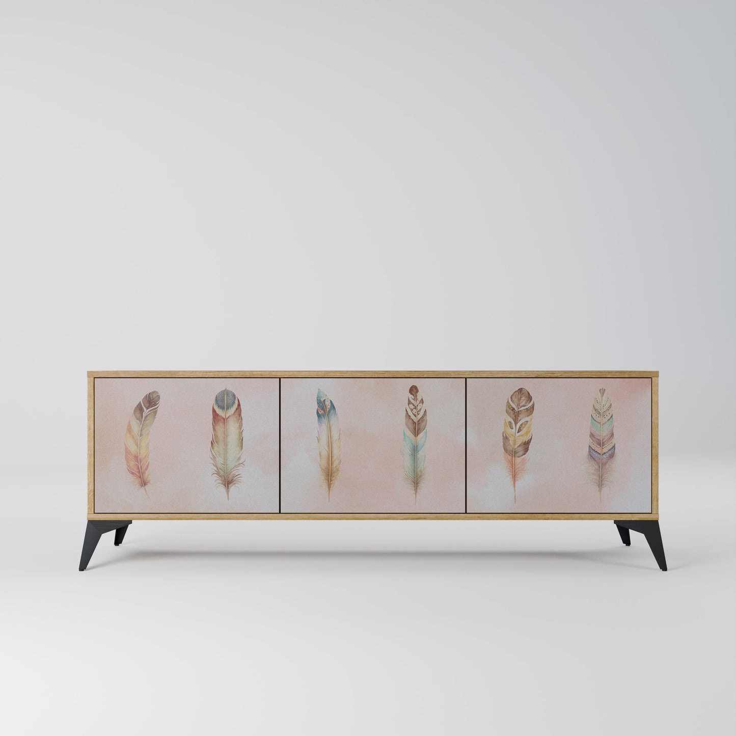 THE DELIQUESCE 3-Door TV Stand in Oak Effect