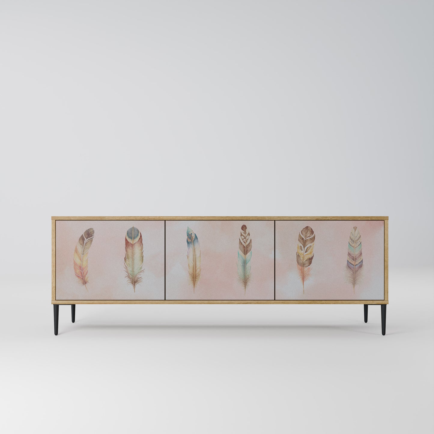THE DELIQUESCE 3-Door TV Stand in Oak Effect