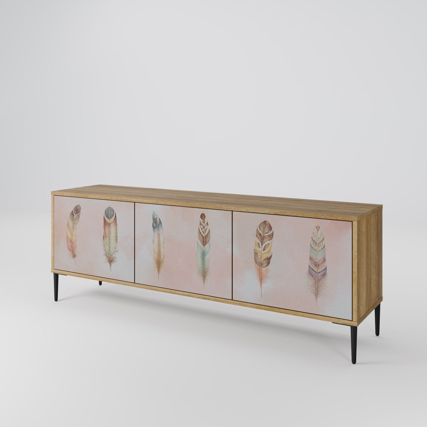 THE DELIQUESCE 3-Door TV Stand in Oak Effect
