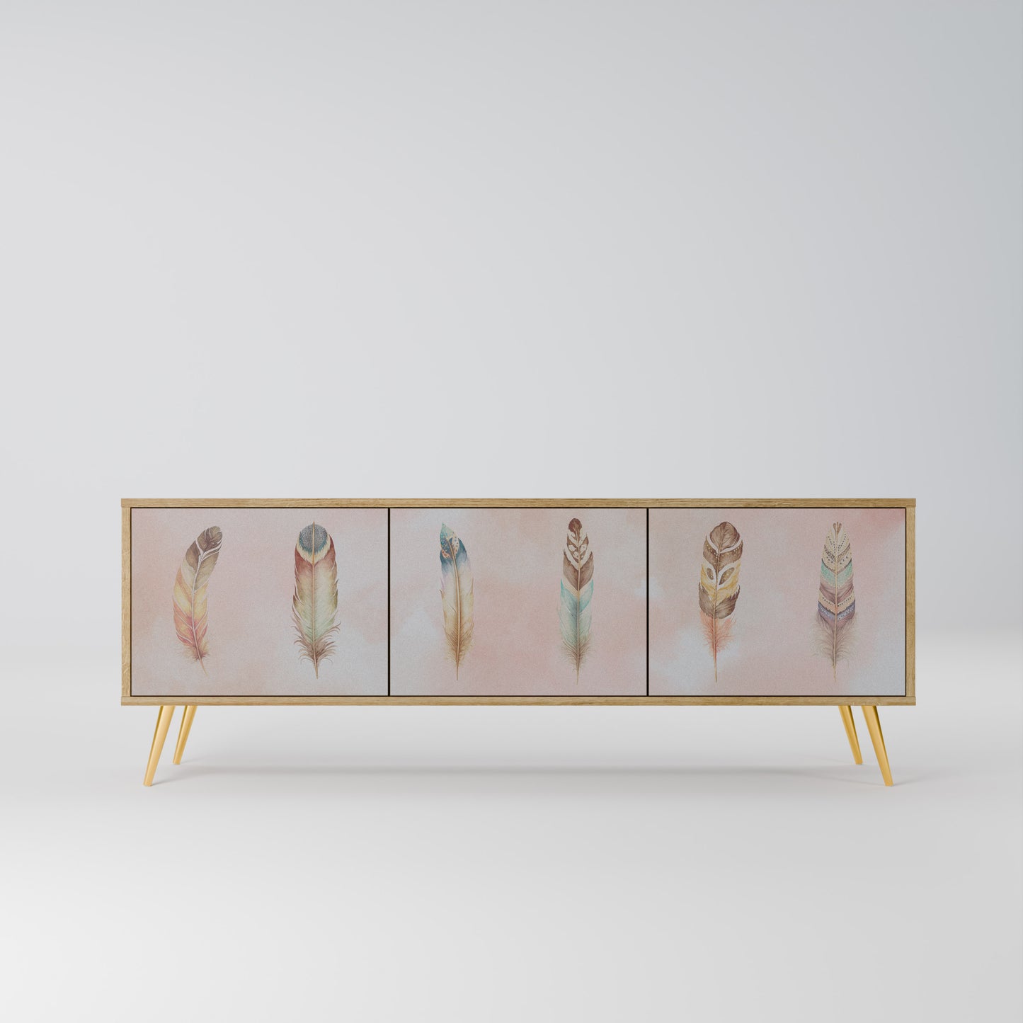 THE DELIQUESCE 3-Door TV Stand in Oak Effect