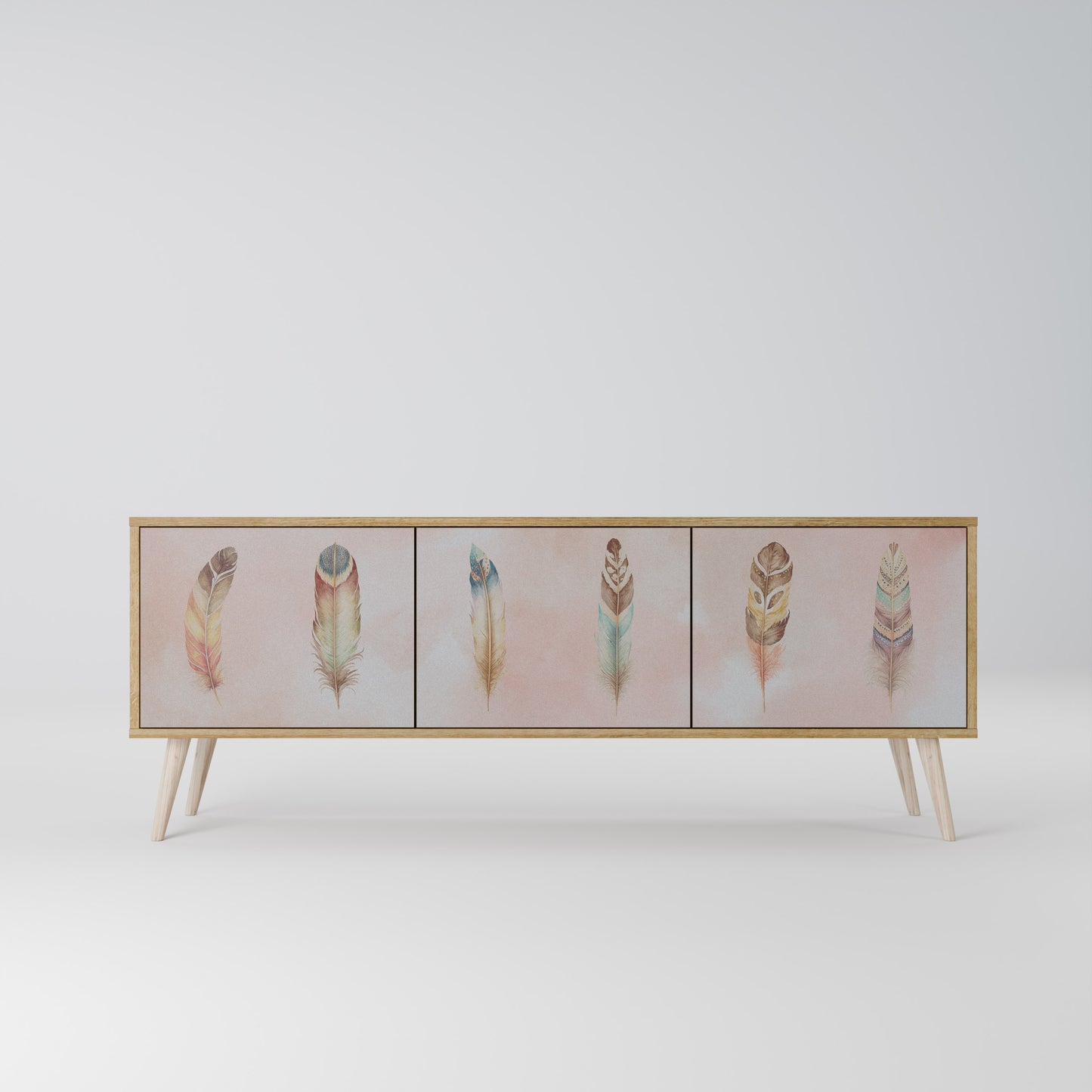 THE DELIQUESCE 3-Door TV Stand in Oak Effect