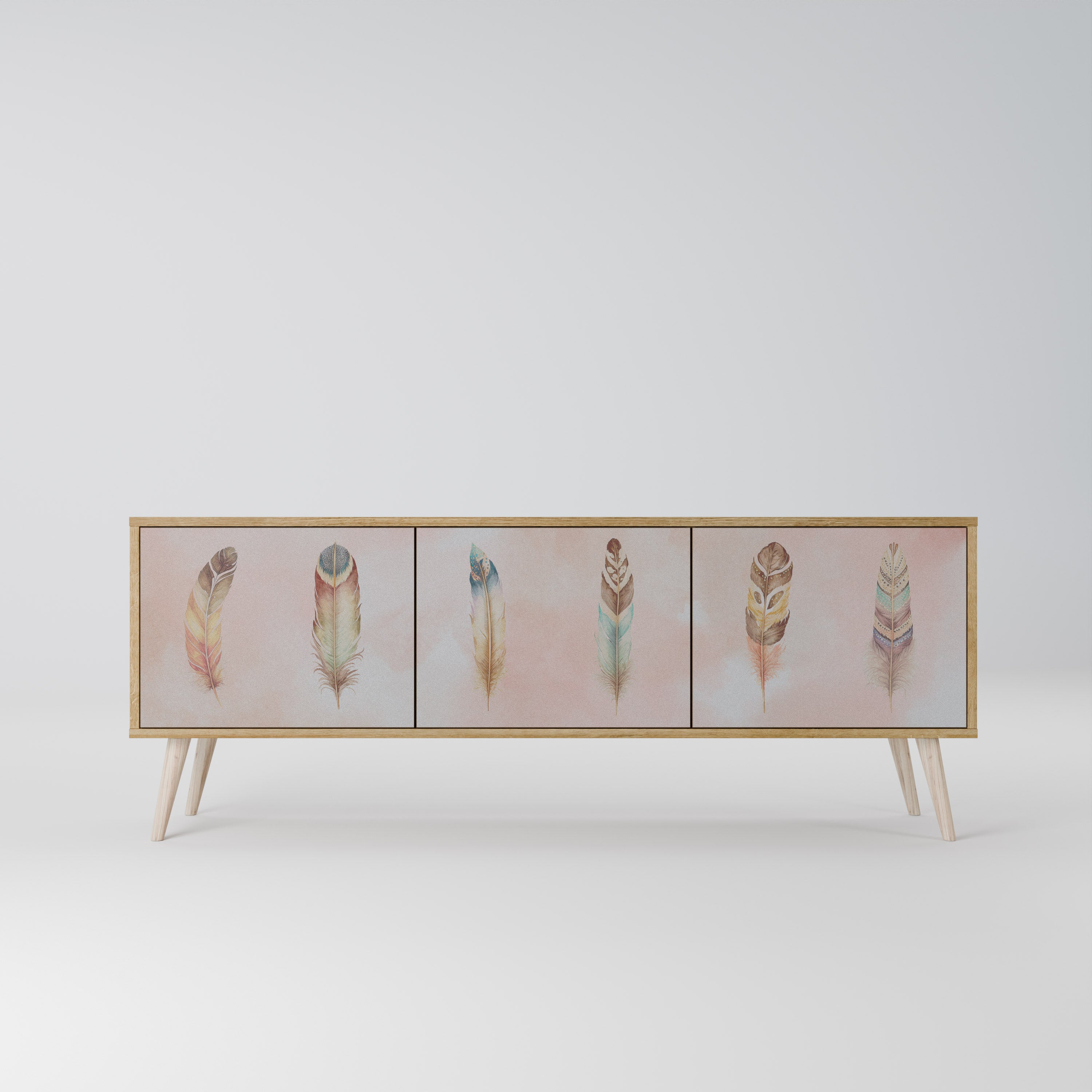 THE DELIQUESCE 3-Door TV Stand in Oak Effect
