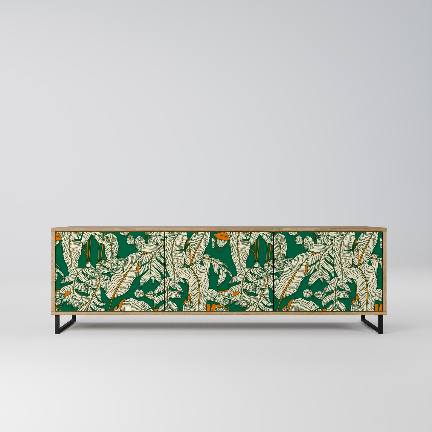 VERDANT PLEASURES 3-Door TV Stand in Oak Effect