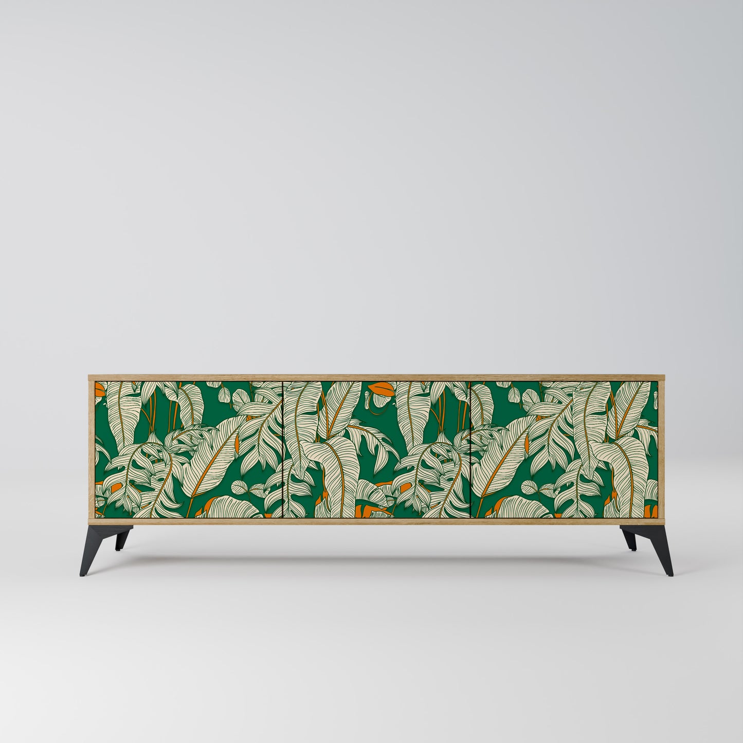 VERDANT PLEASURES 3-Door TV Stand in Oak Effect