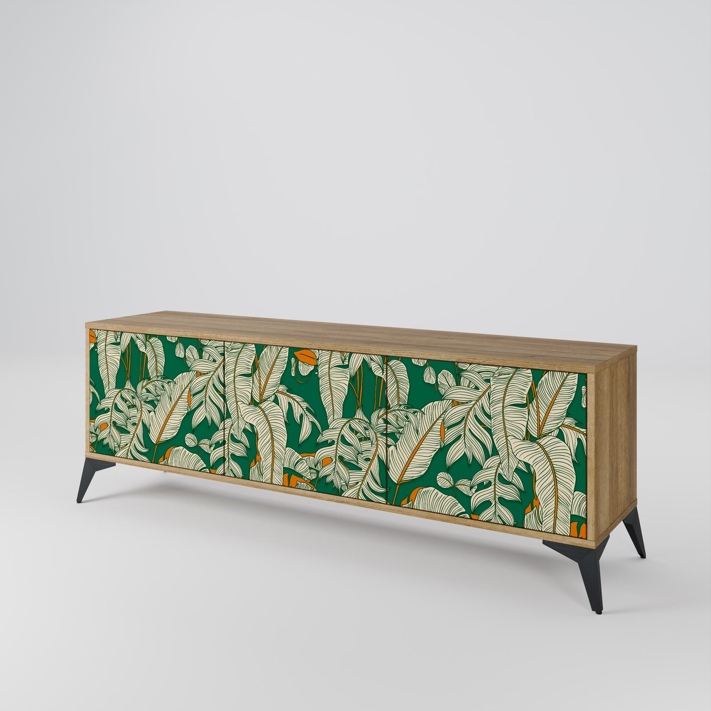 VERDANT PLEASURES 3-Door TV Stand in Oak Effect