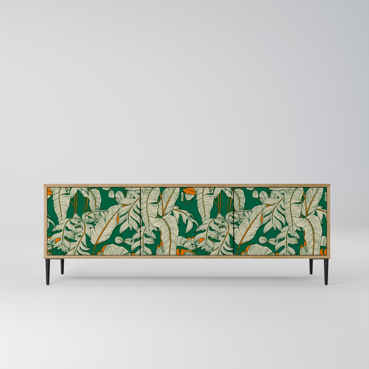 VERDANT PLEASURES 3-Door TV Stand in Oak Effect