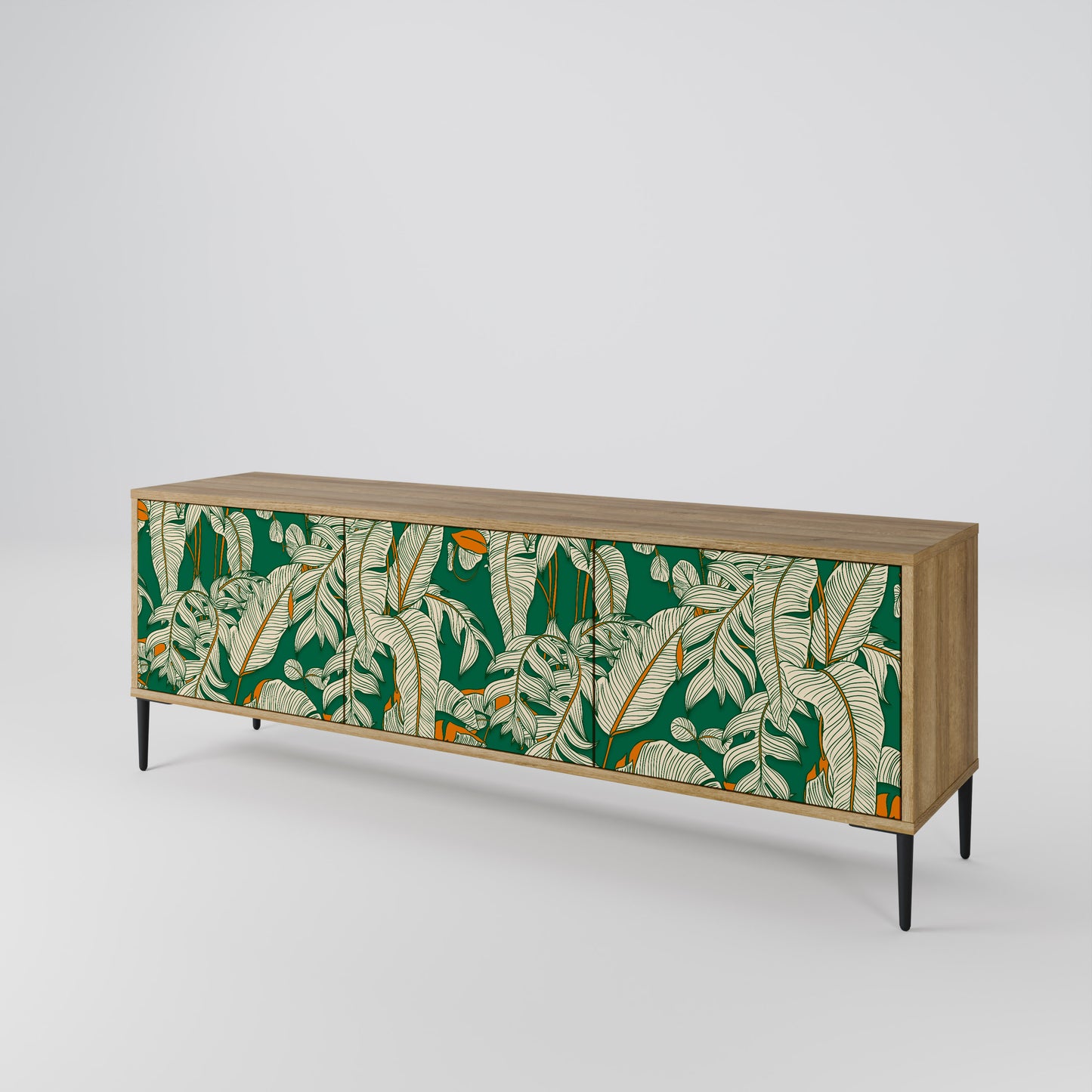 VERDANT PLEASURES 3-Door TV Stand in Oak Effect