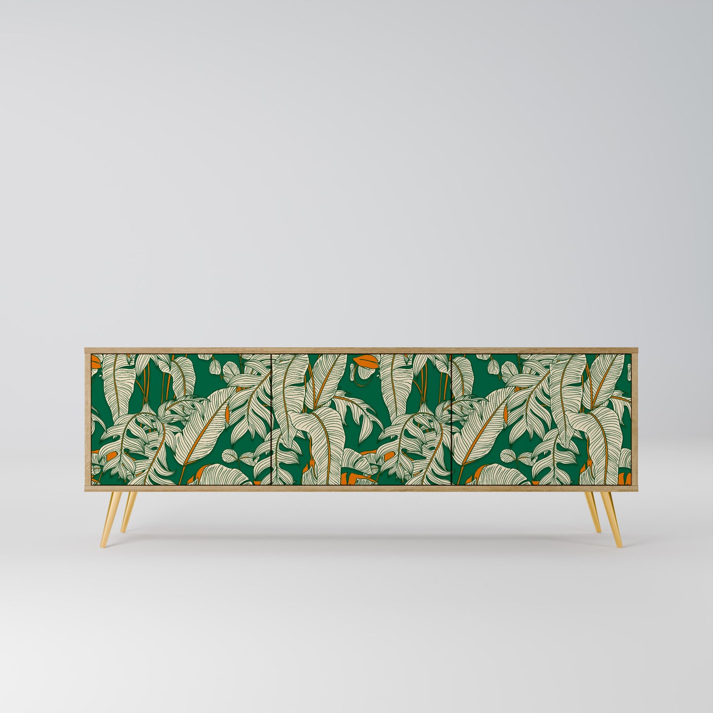 VERDANT PLEASURES 3-Door TV Stand in Oak Effect