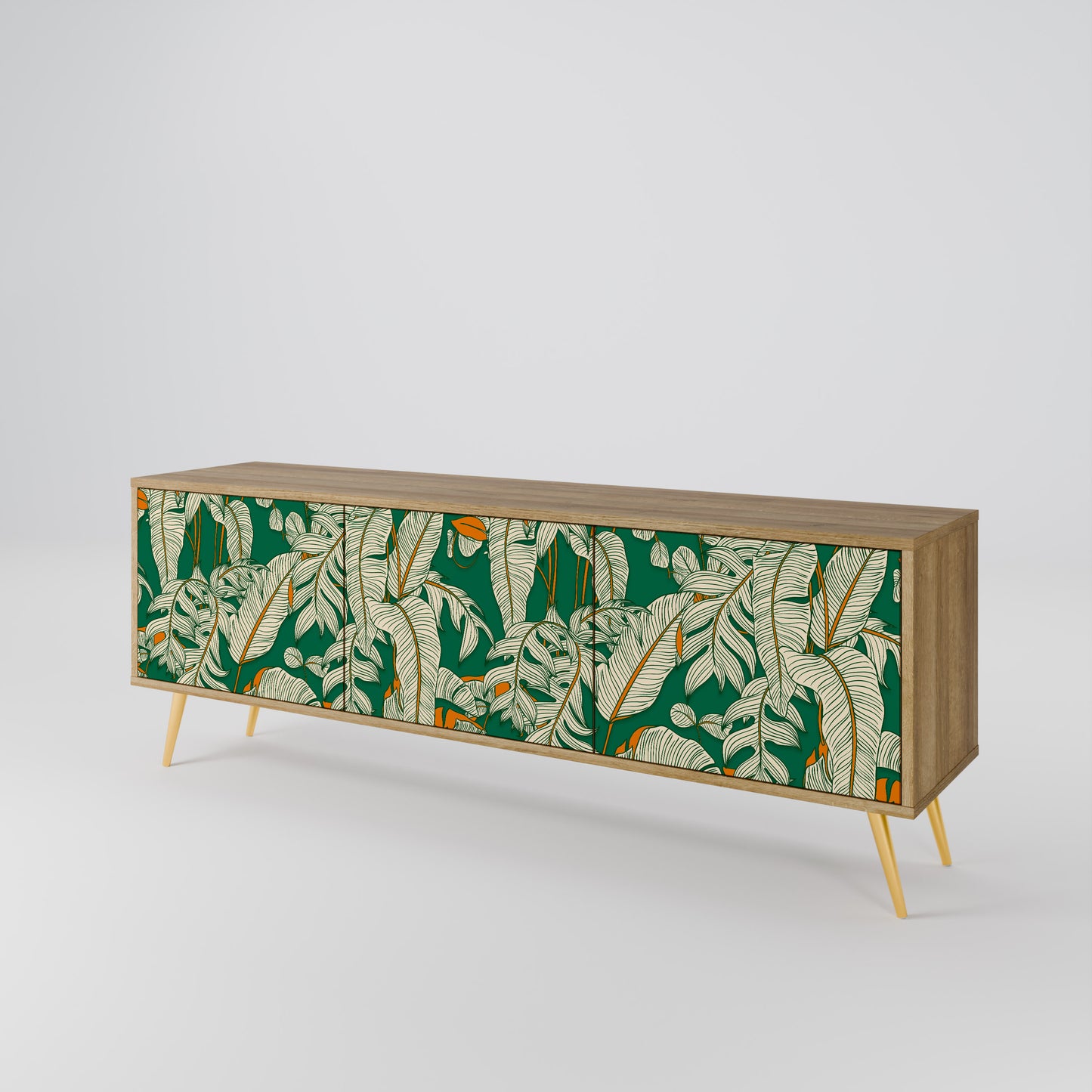 VERDANT PLEASURES 3-Door TV Stand in Oak Effect