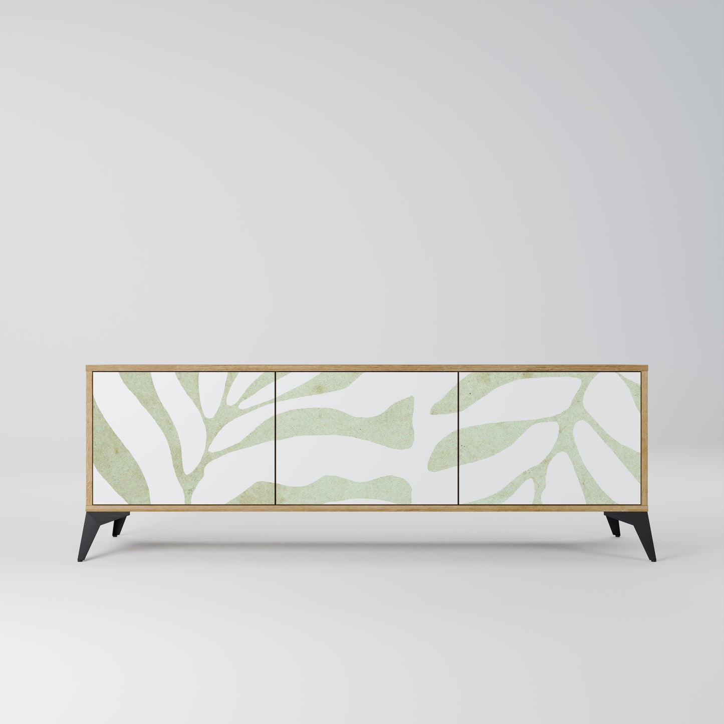 BOTANICAL SPARK 3-Door TV Stand in Oak Effect