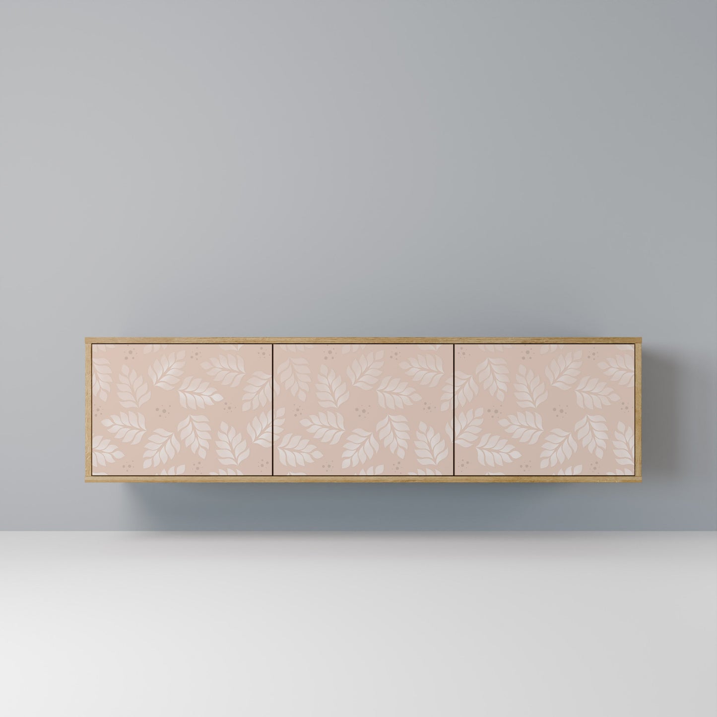 LEAVES ON BEIGE 3-Door TV Stand in Oak Effect
