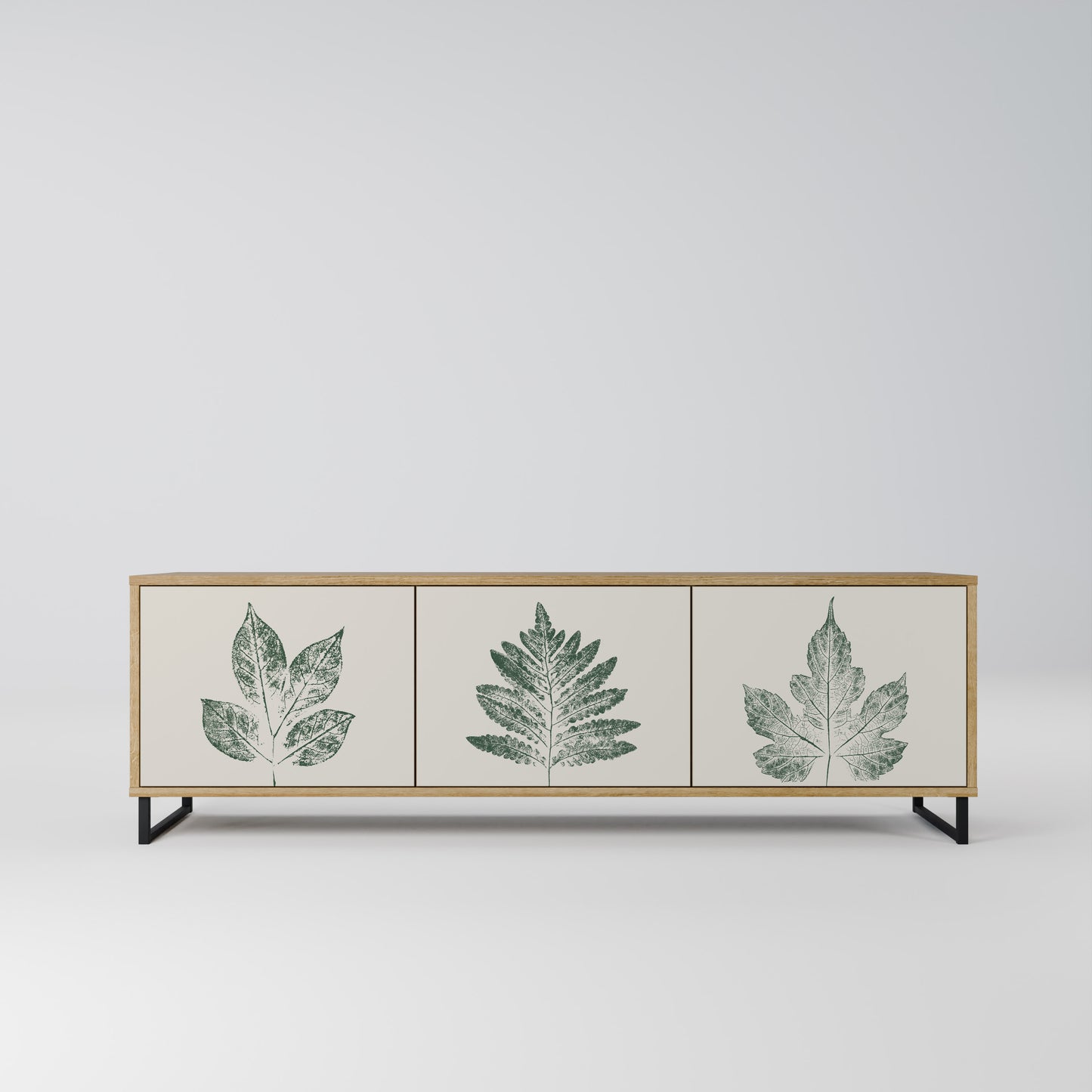 GREEN LEAFY STAMPS 3-dörrars TV-bänk i ekeffekt