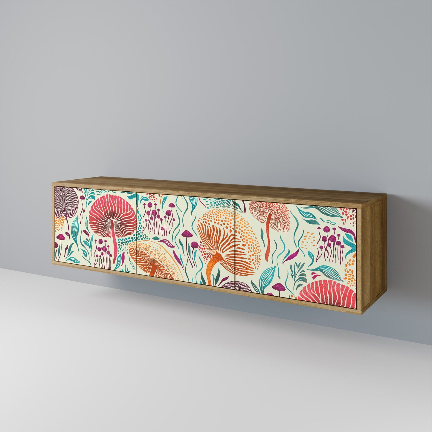 FUNGUS FANTASY 3-Door TV Stand in Oak Effect