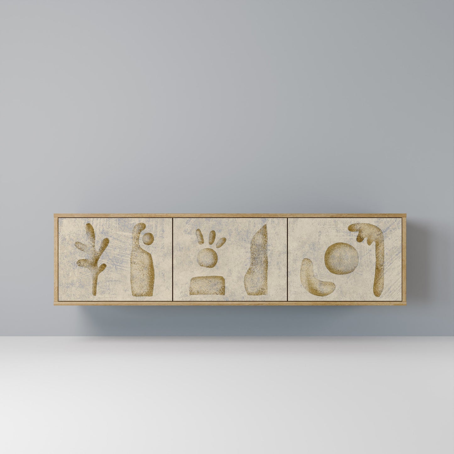 SAND SCULPTURES 3-Door TV Stand in Oak Effect