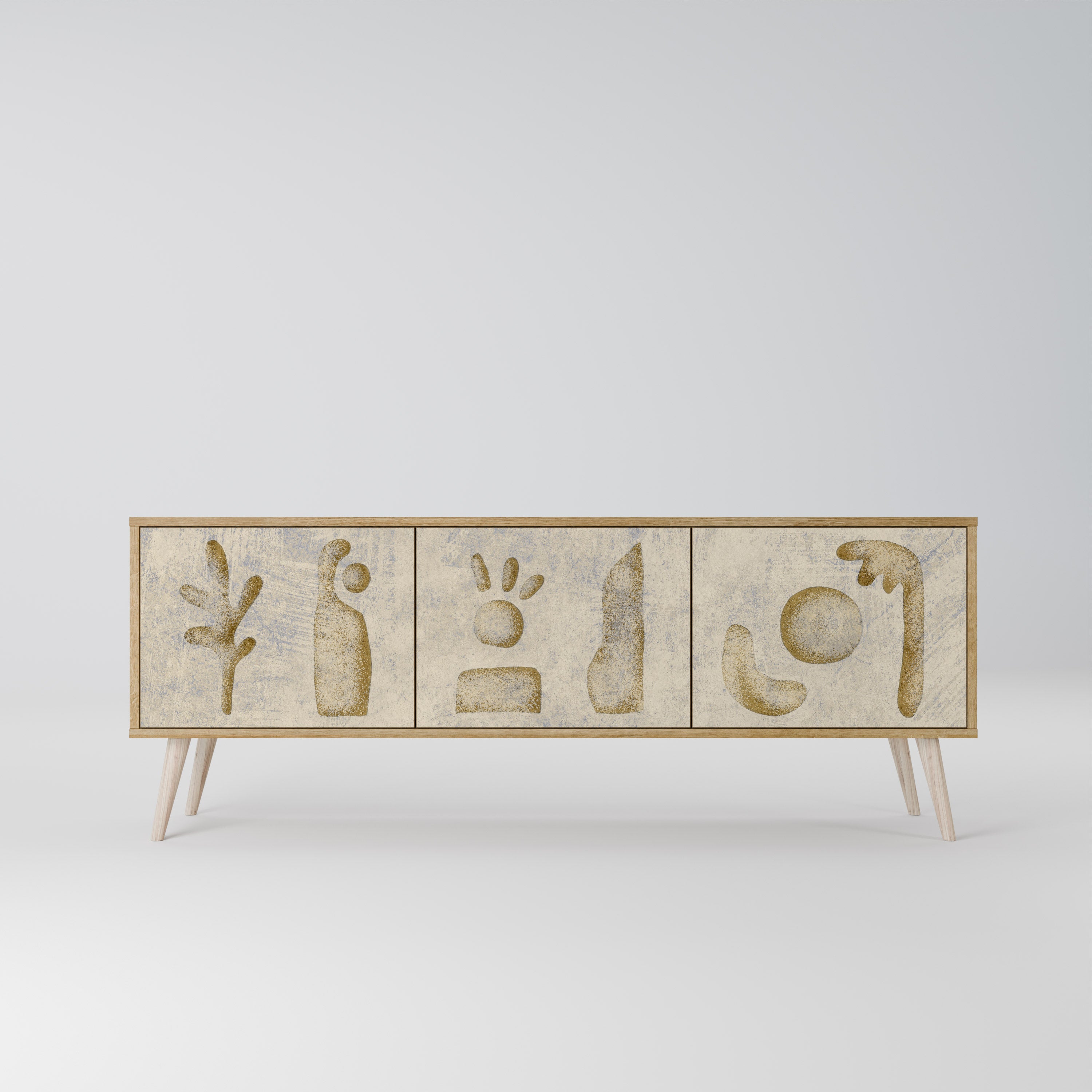 SAND SCULPTURES 3-Door TV Stand in Oak Effect