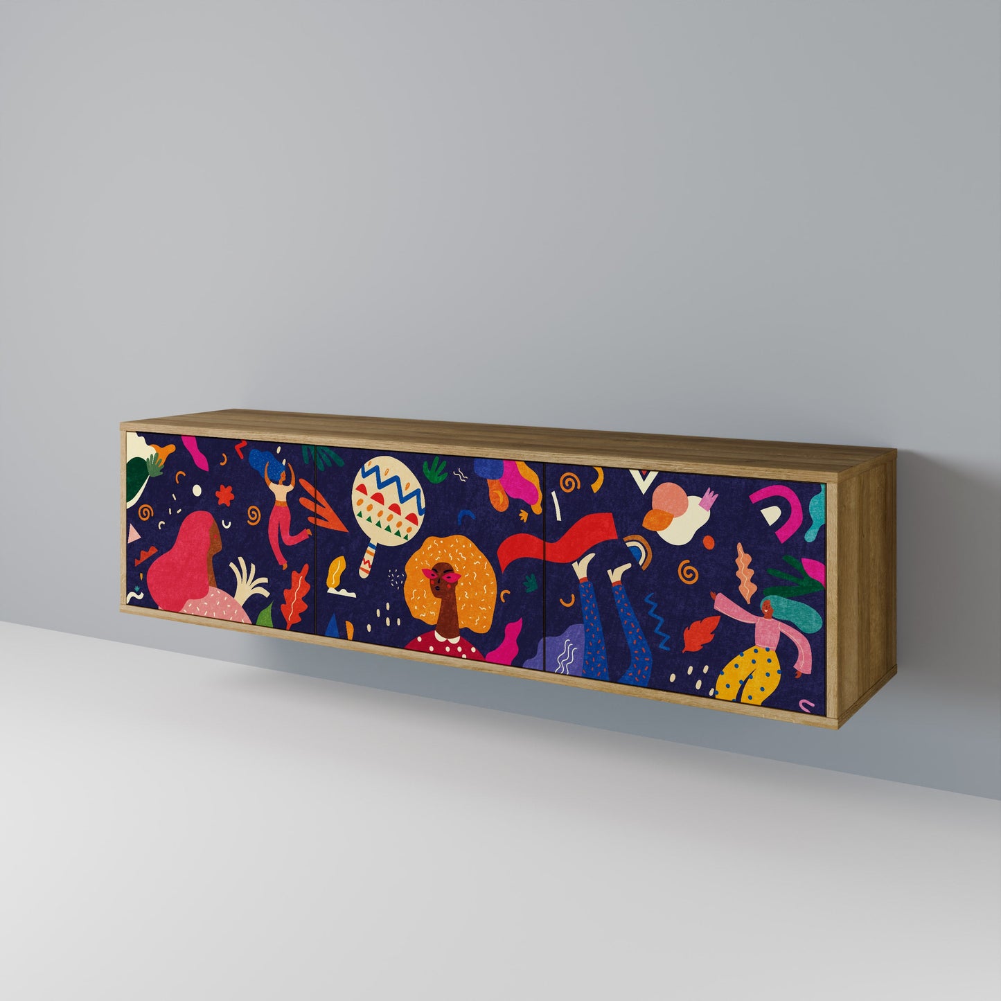 FESTIVE PLEASURES 3-Door TV Stand in Oak Effect