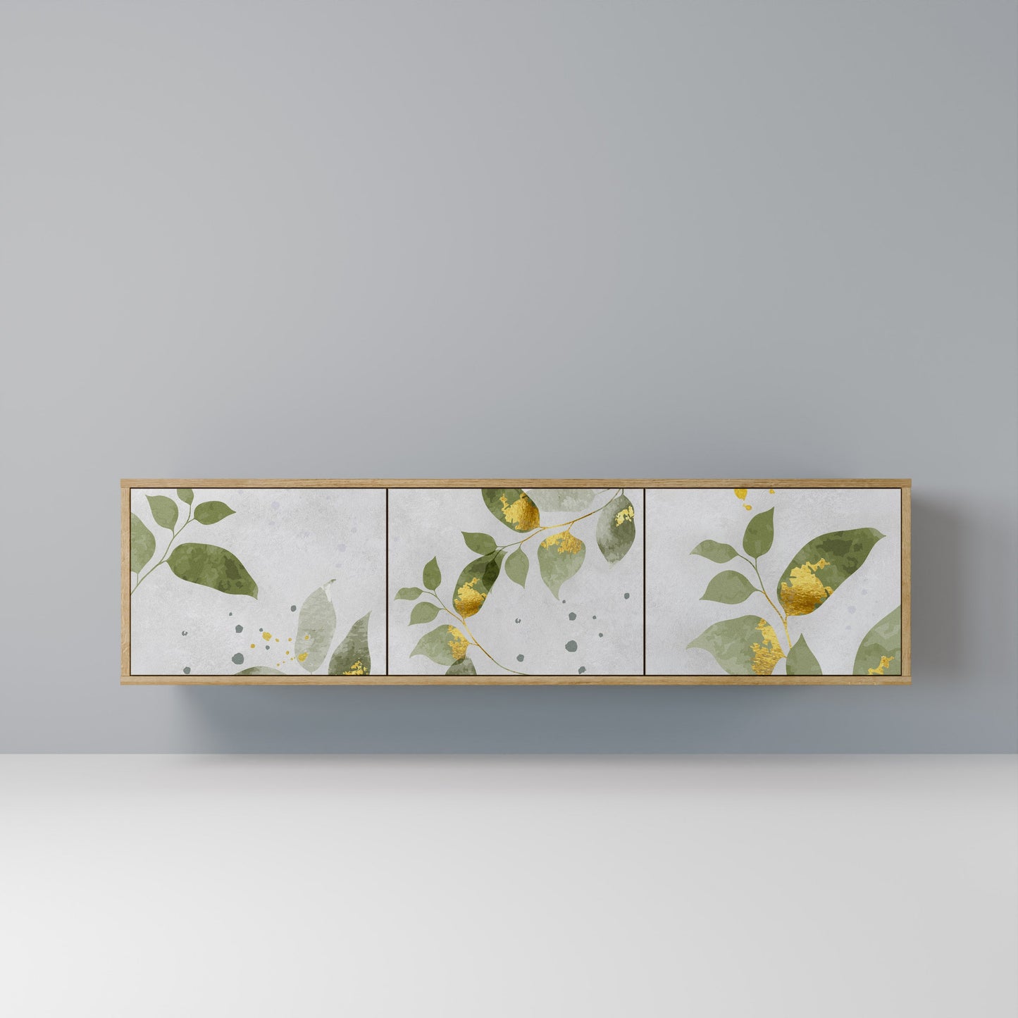 ELEGANT BOTANICS 3-dörrars TV-bänk i ekeffekt