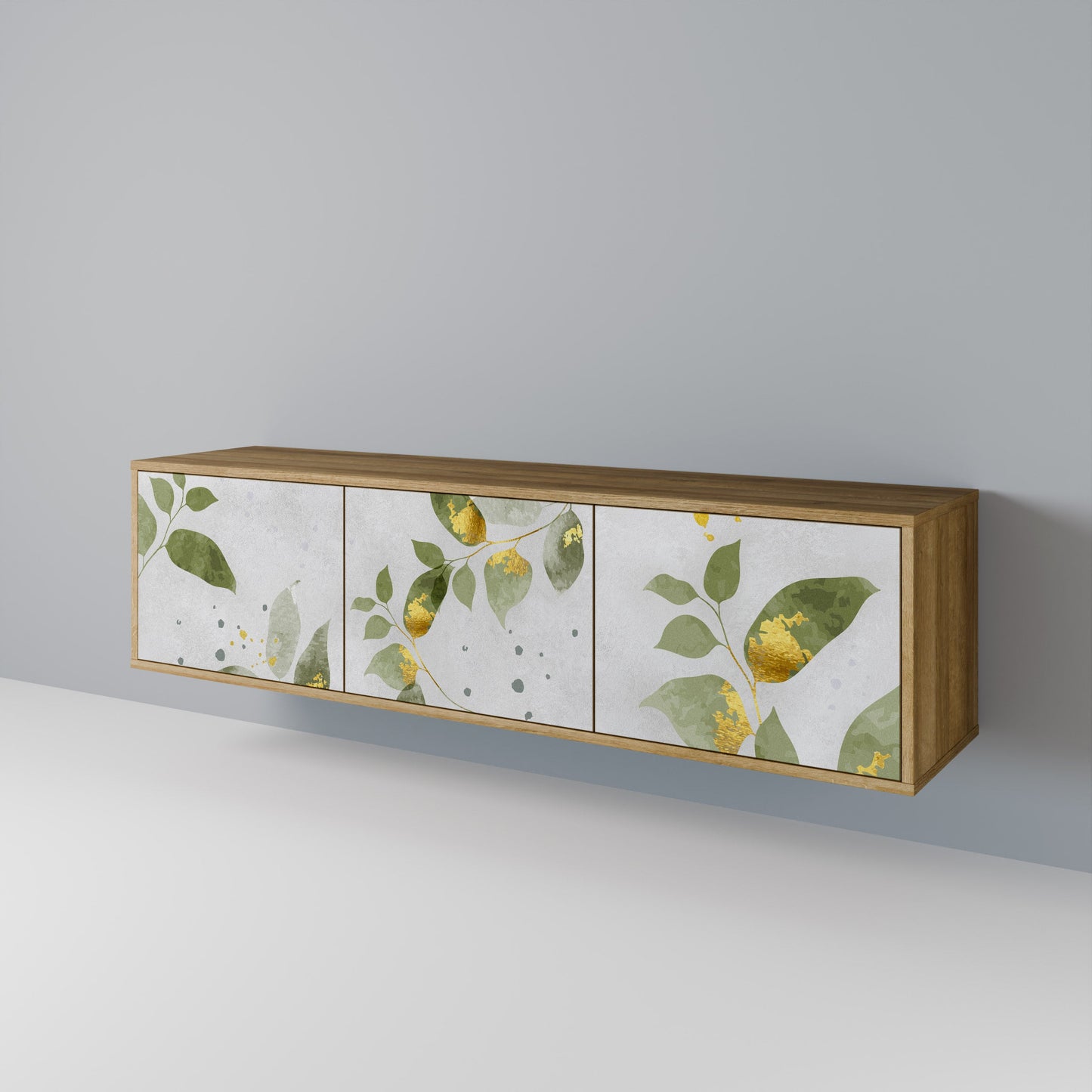 ELEGANT BOTANICS 3-dörrars TV-bänk i ekeffekt