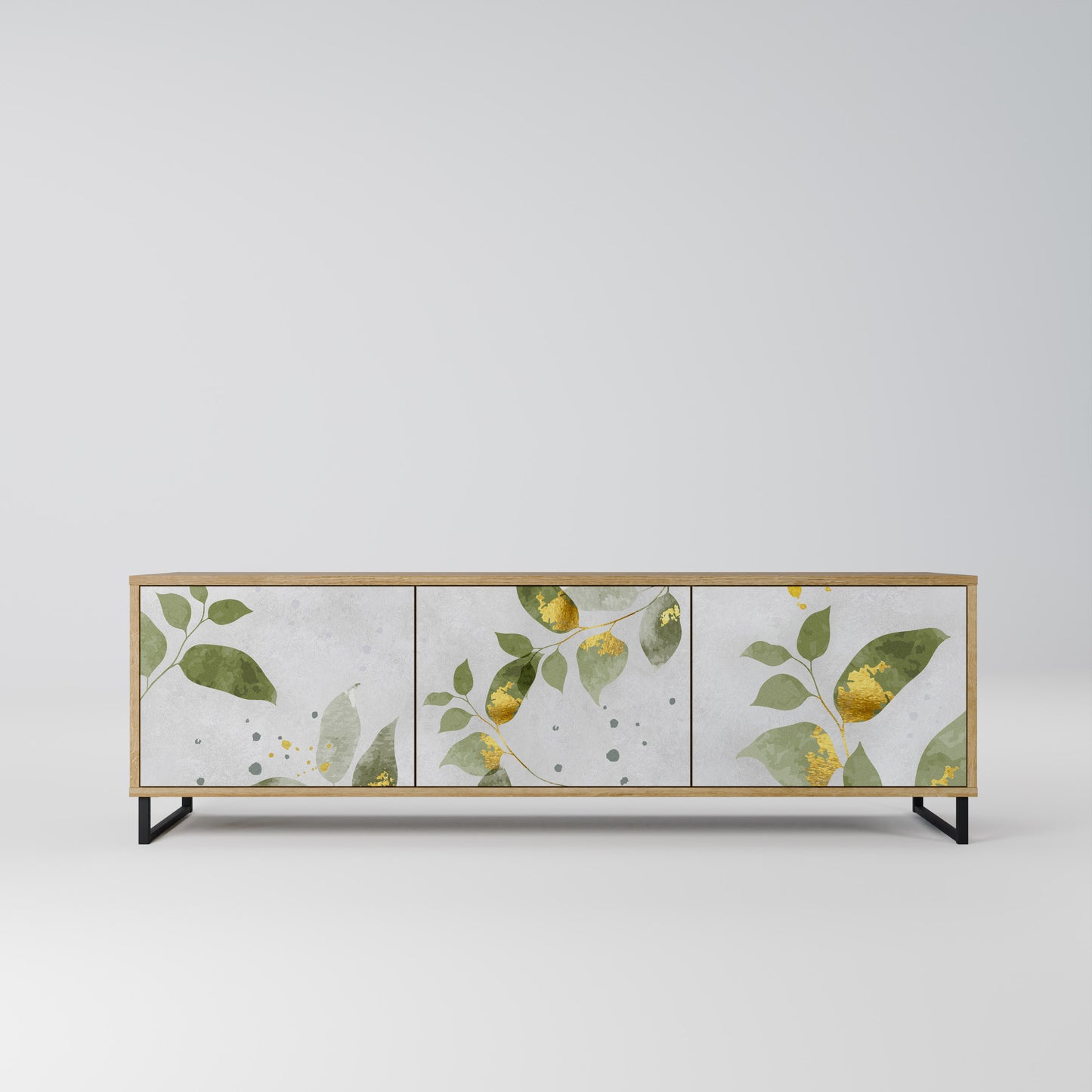 ELEGANT BOTANICS 3-dörrars TV-bänk i ekeffekt