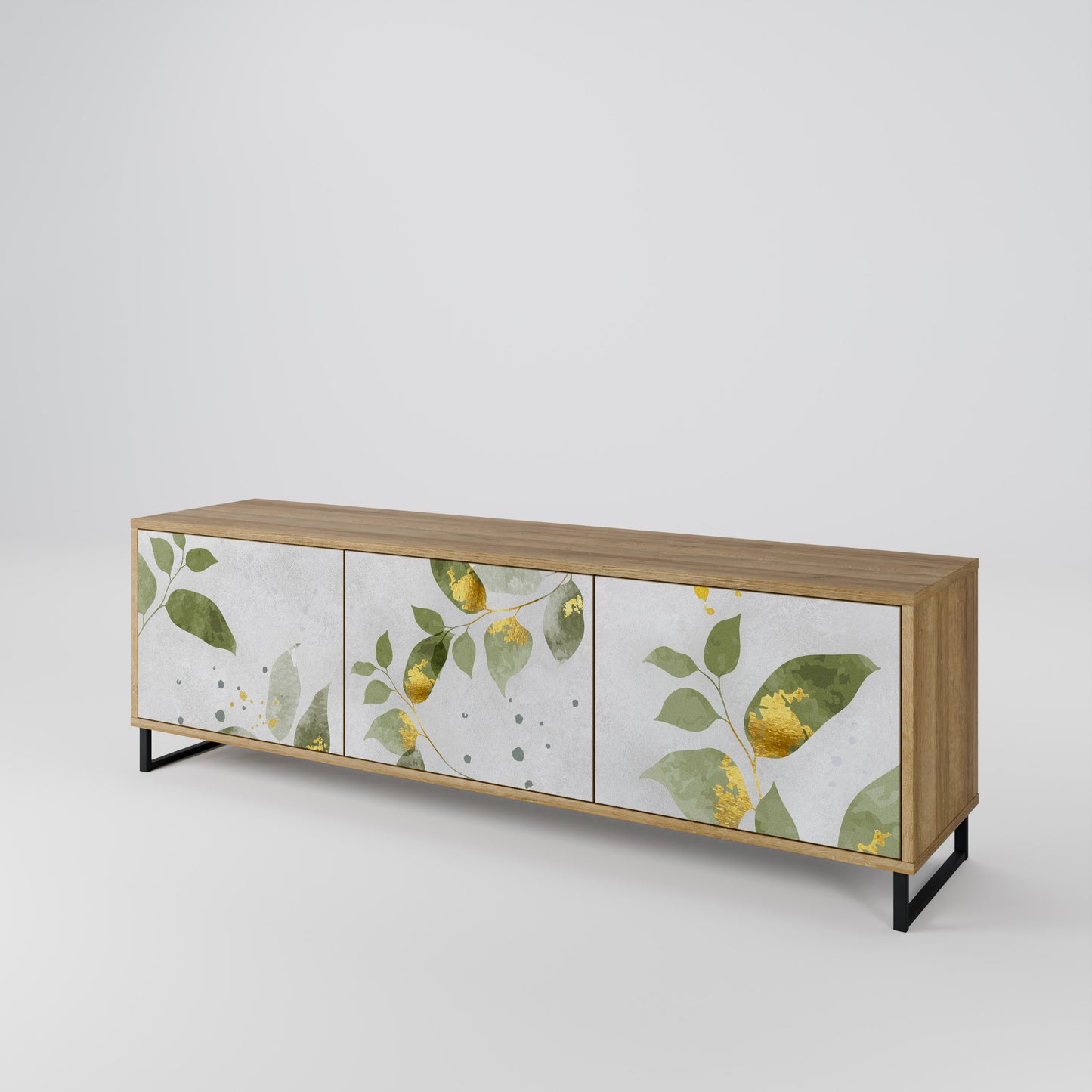ELEGANT BOTANICS 3-dörrars TV-bänk i ekeffekt