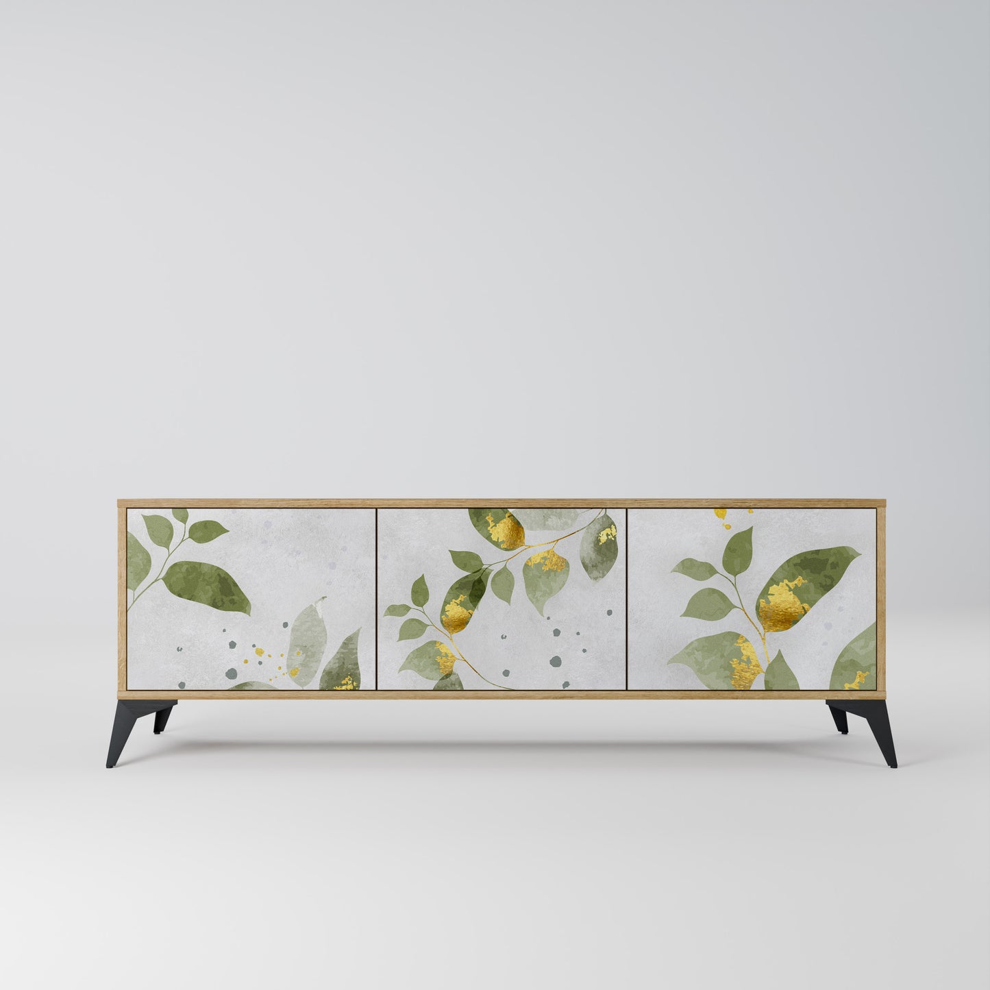 ELEGANT BOTANICS 3-dörrars TV-bänk i ekeffekt