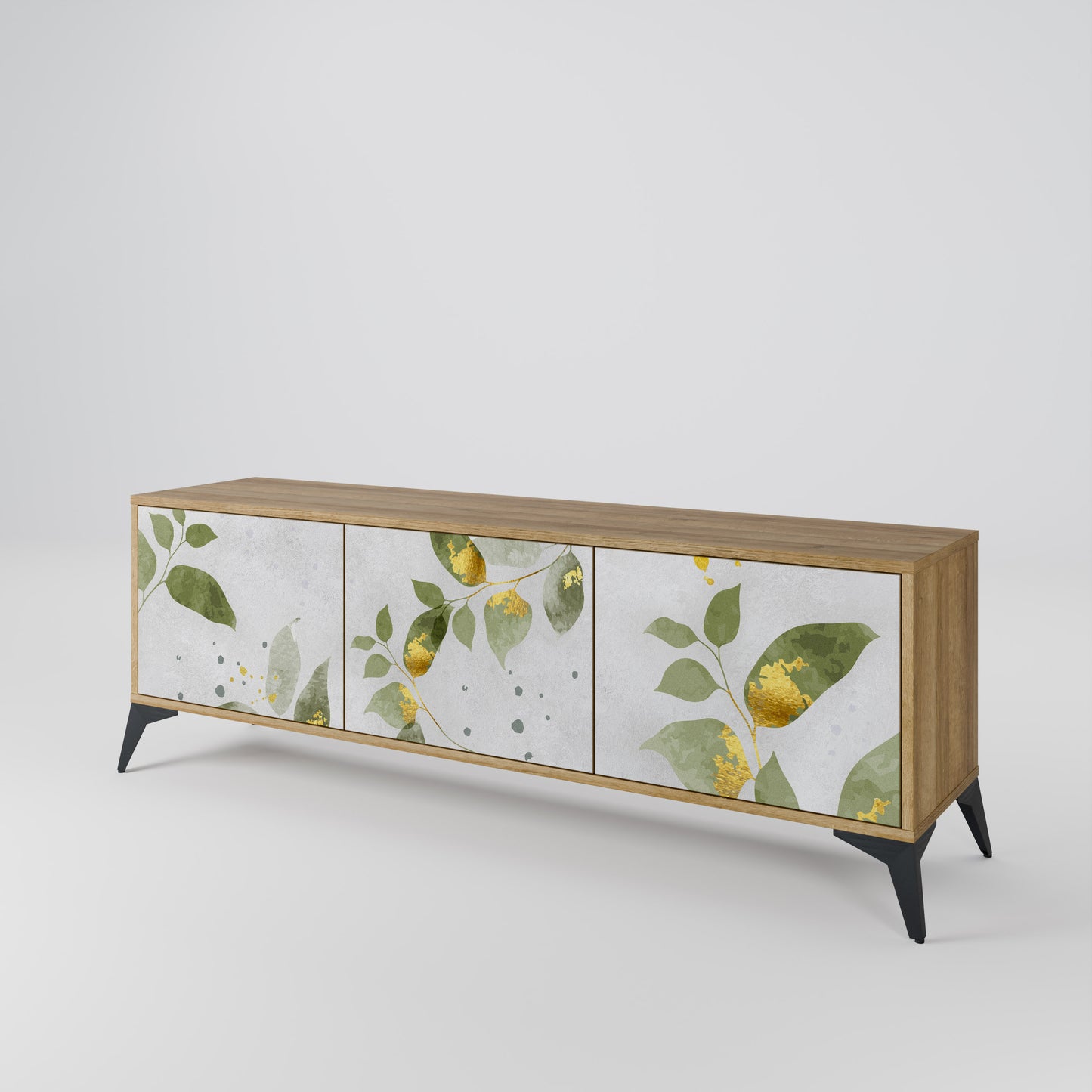 ELEGANT BOTANICS 3-dörrars TV-bänk i ekeffekt