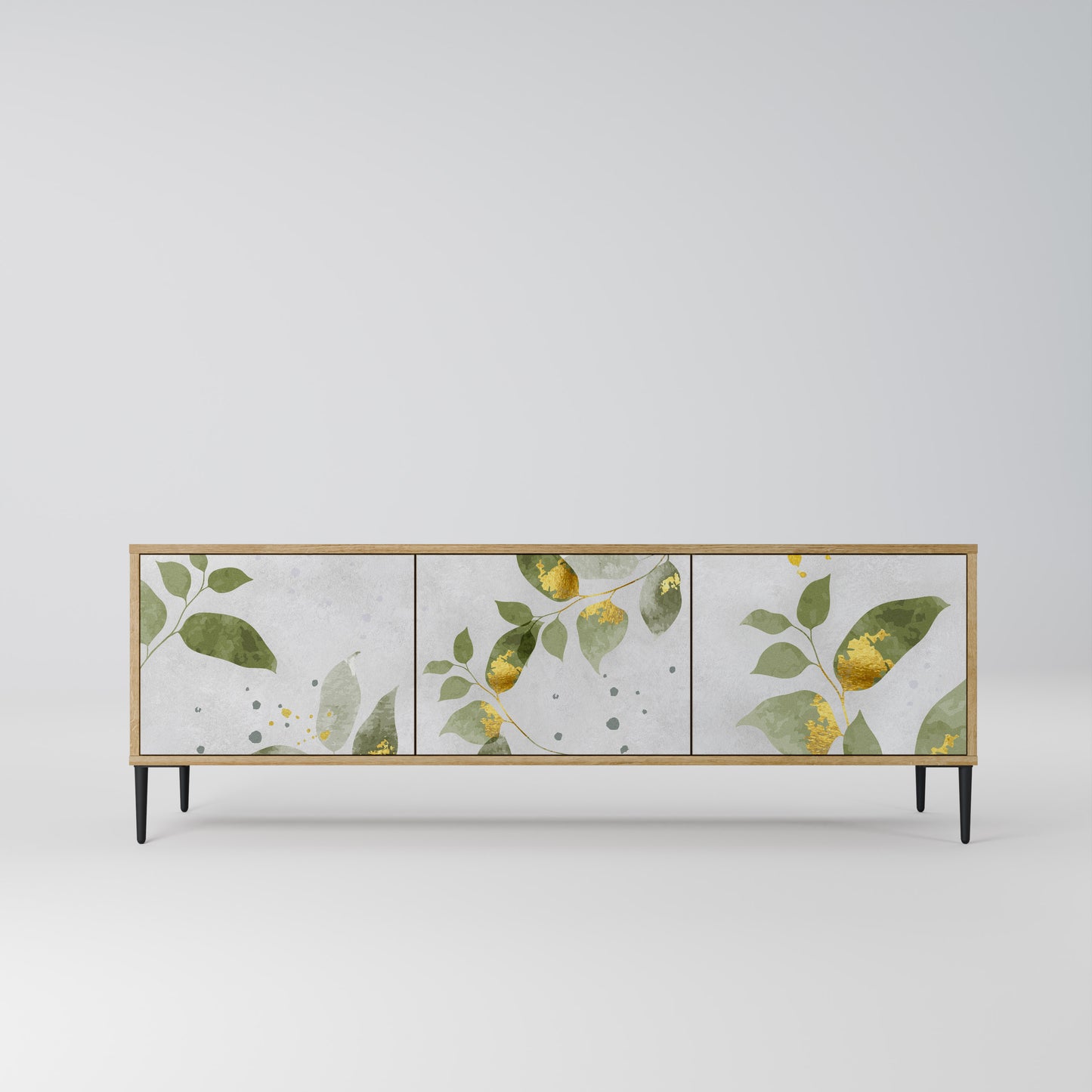 ELEGANT BOTANICS 3-dörrars TV-bänk i ekeffekt