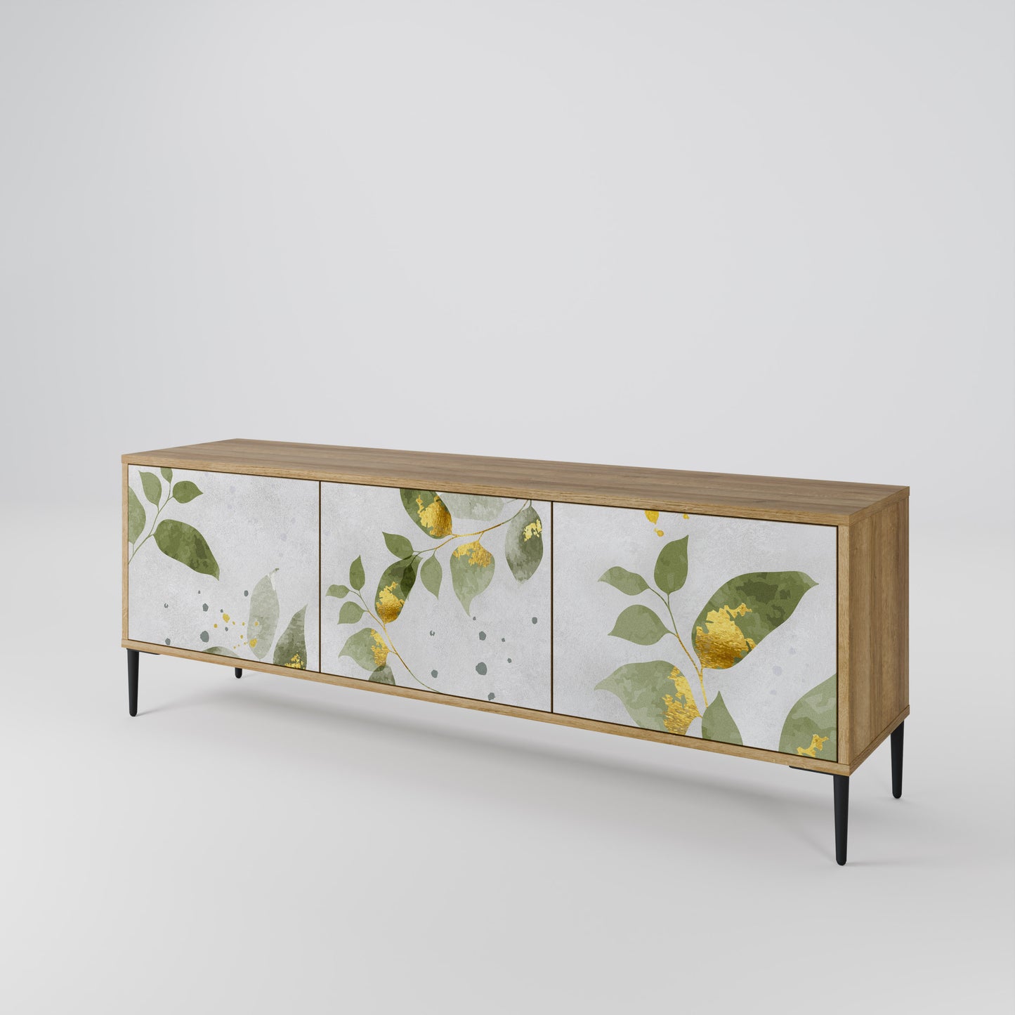 ELEGANT BOTANICS 3-dörrars TV-bänk i ekeffekt