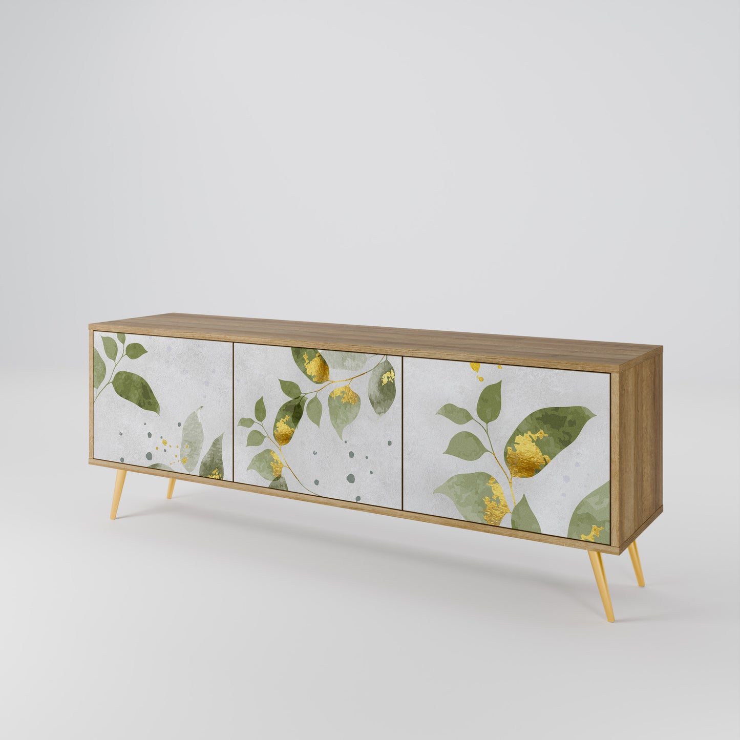 ELEGANT BOTANICS 3-dörrars TV-bänk i ekeffekt