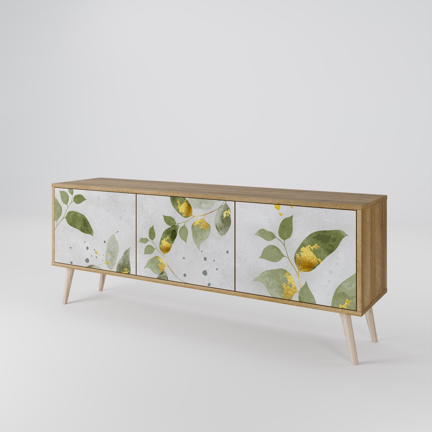 ELEGANT BOTANICS 3-dörrars TV-bänk i ekeffekt