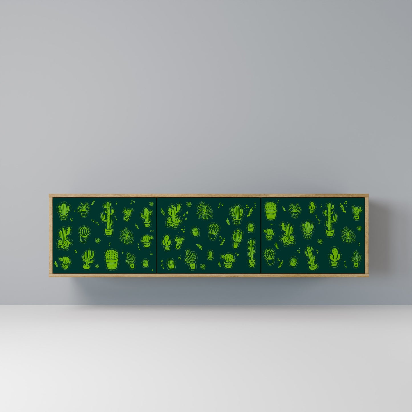 DESERT GREEN 3-dörrars TV-bänk i ekeffekt