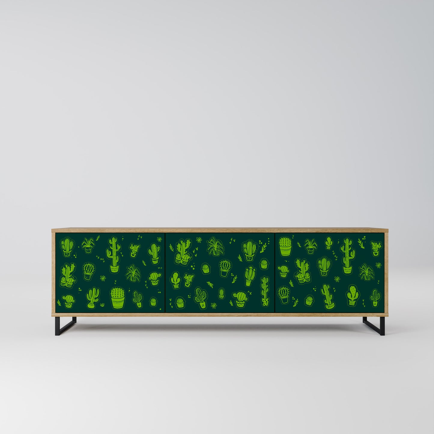 DESERT GREEN 3-dörrars TV-bänk i ekeffekt