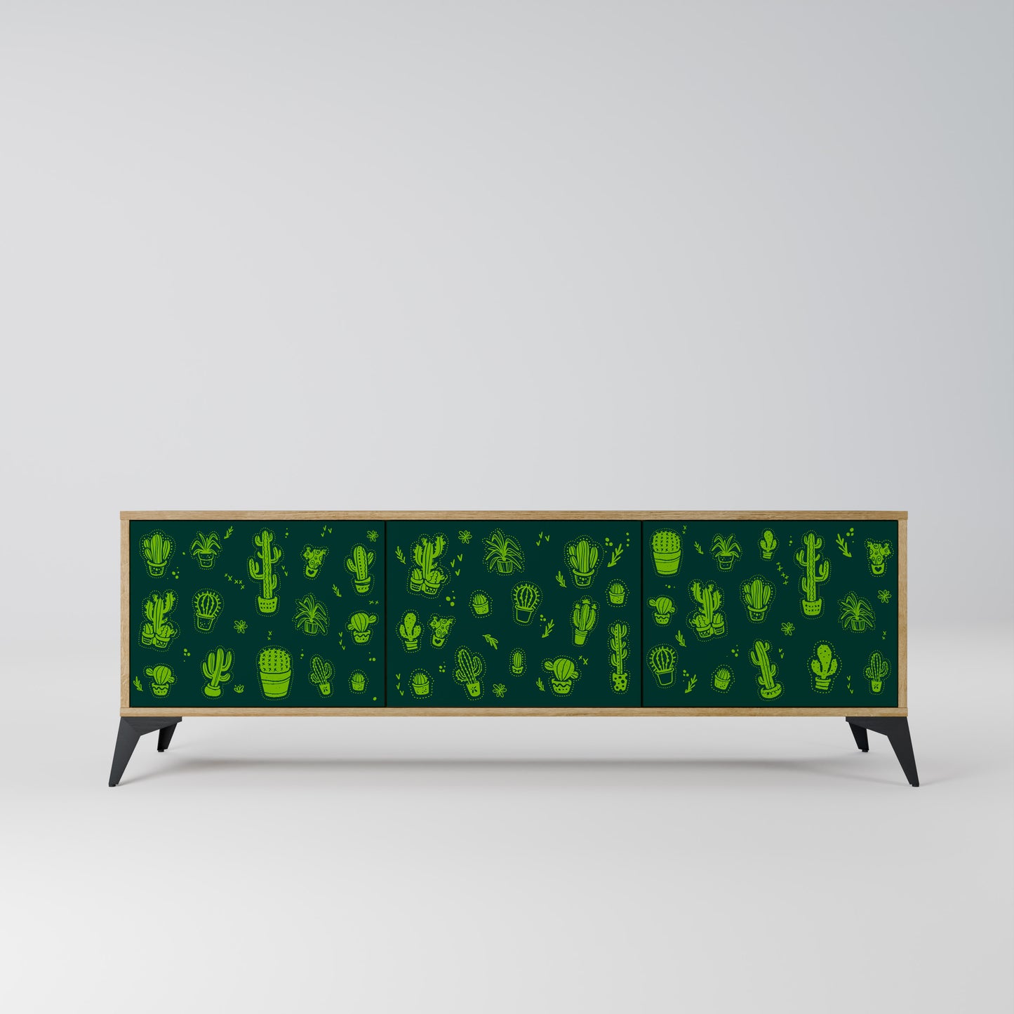 DESERT GREEN 3-dörrars TV-bänk i ekeffekt