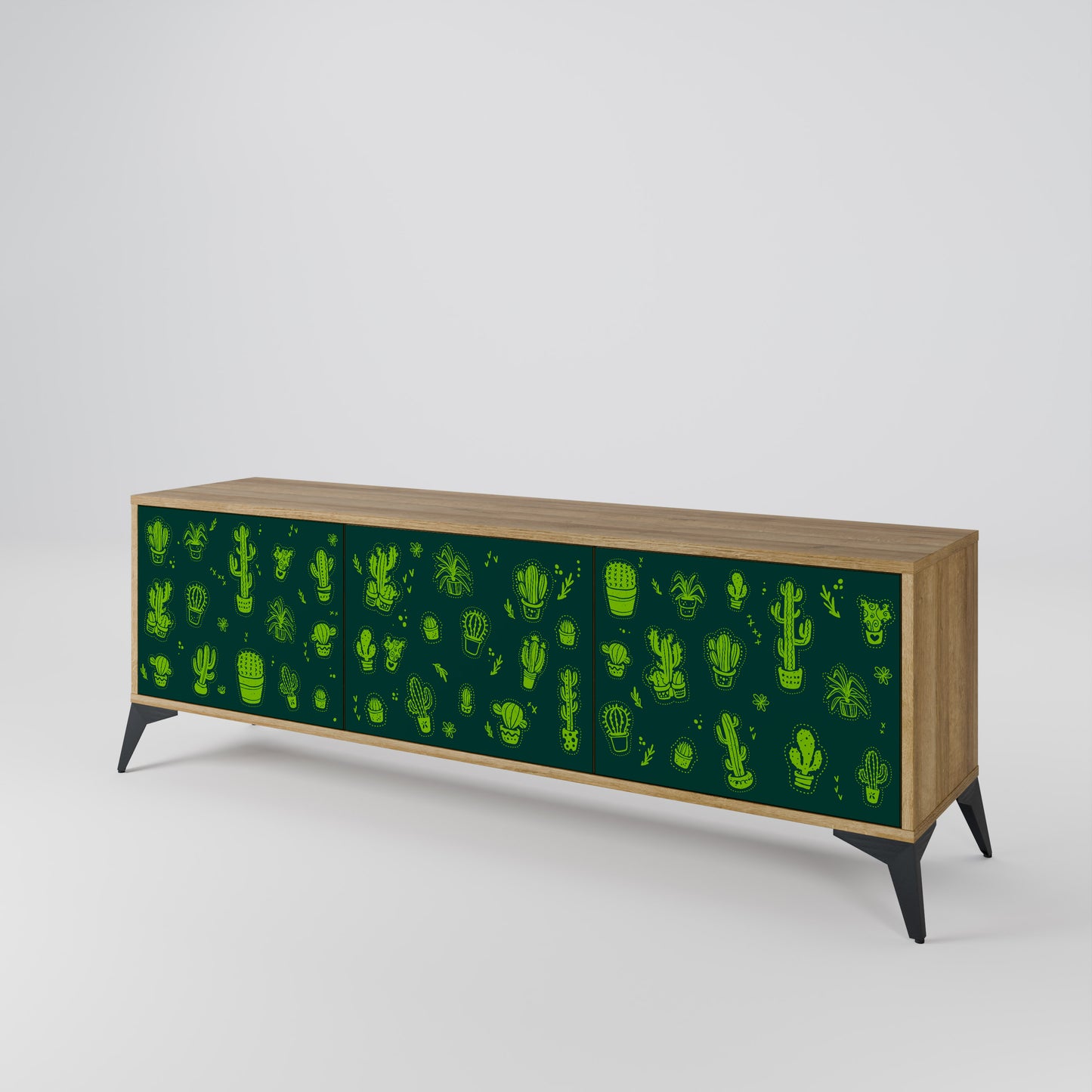 DESERT GREEN 3-dörrars TV-bänk i ekeffekt