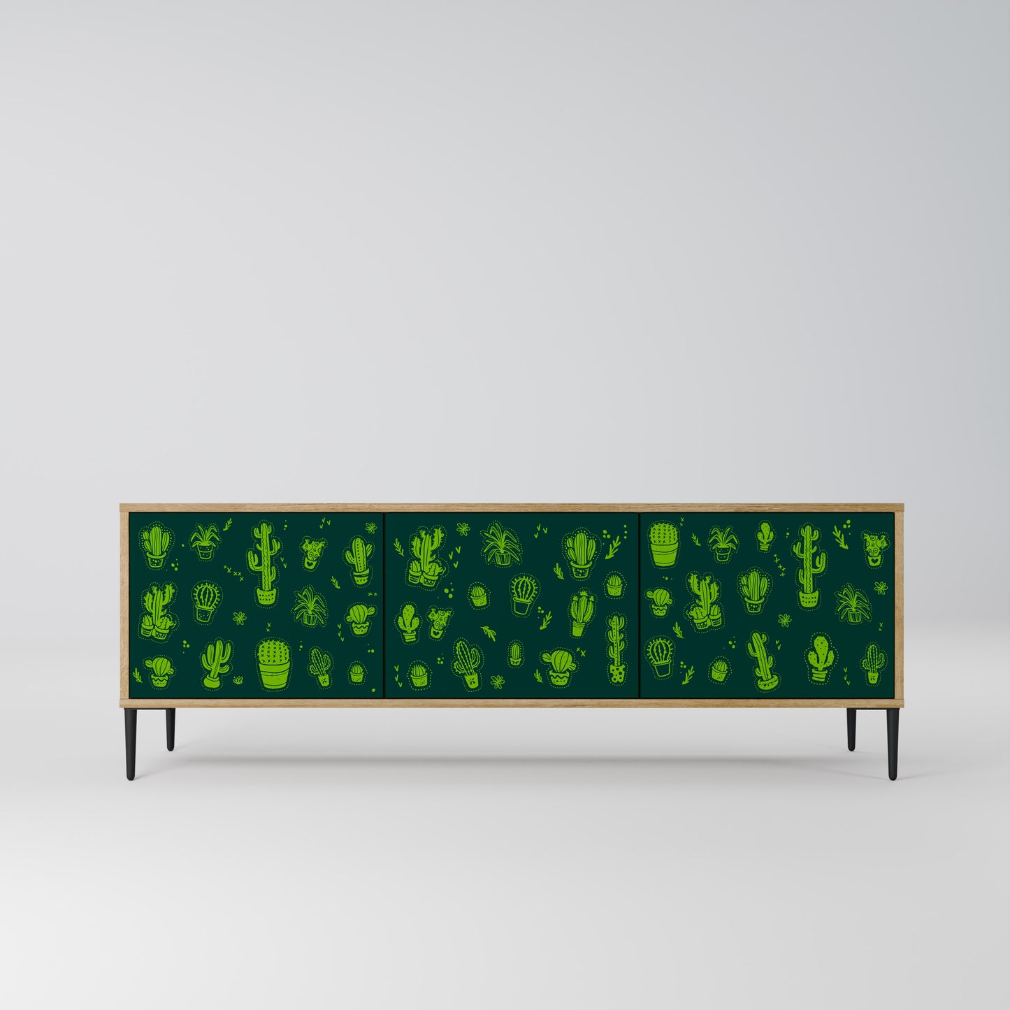 DESERT GREEN 3-dörrars TV-bänk i ekeffekt