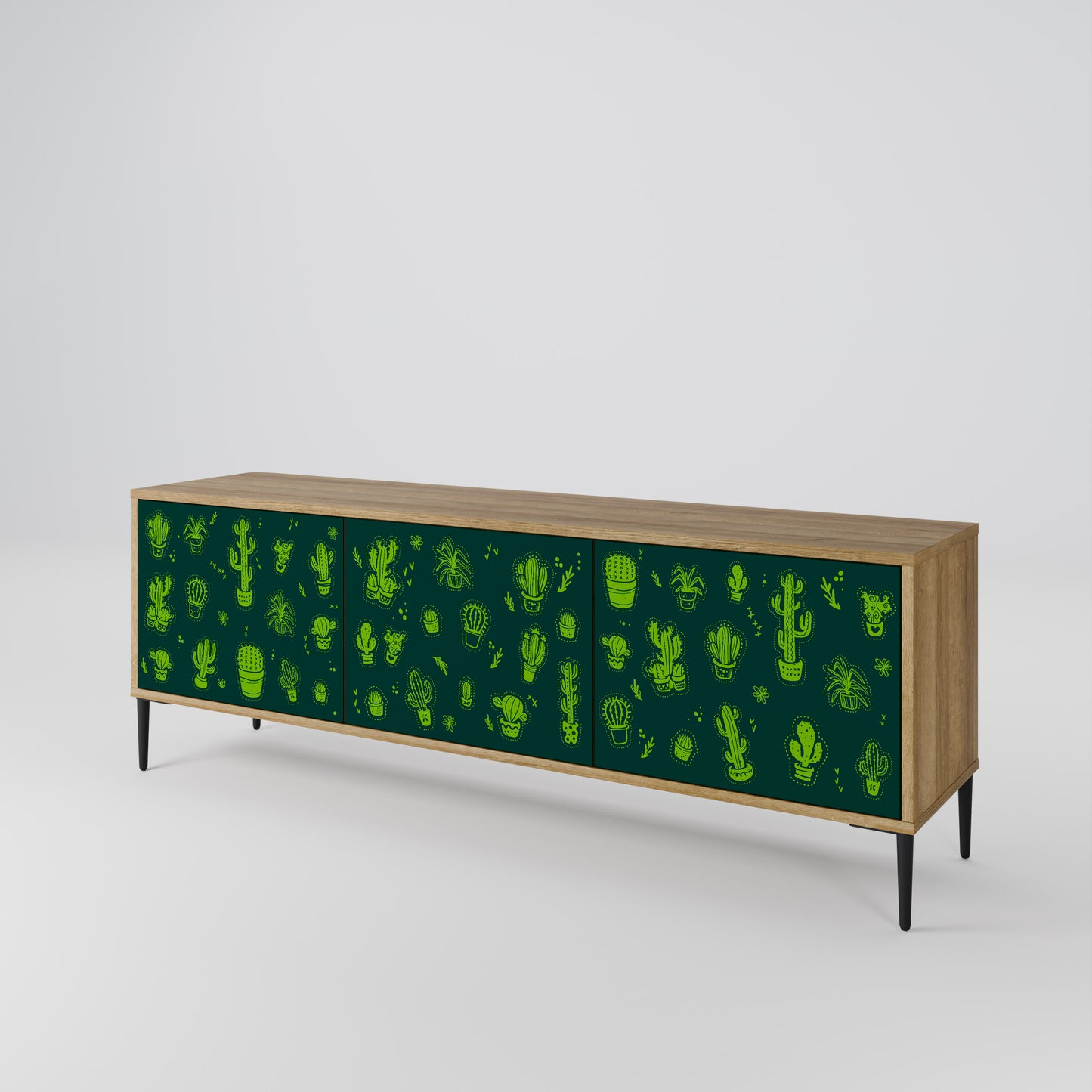 DESERT GREEN 3-dörrars TV-bänk i ekeffekt