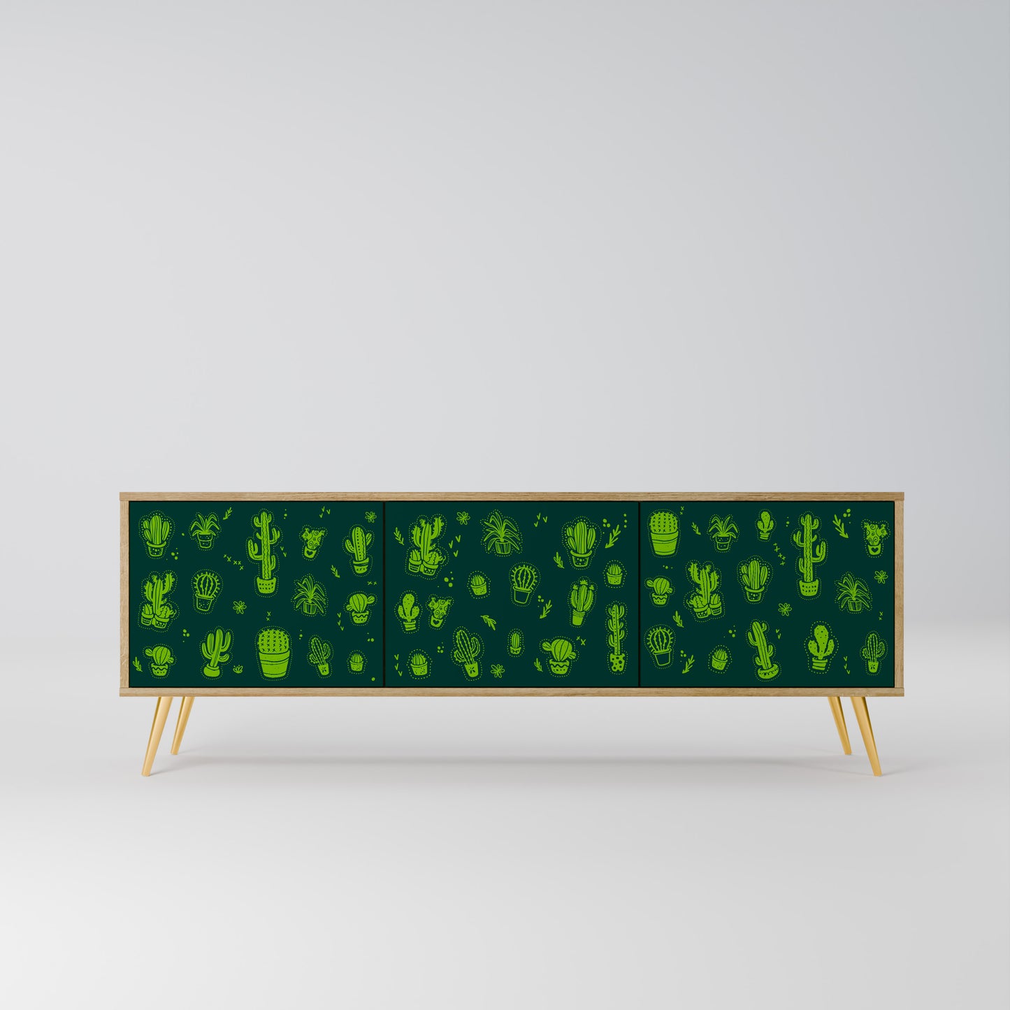 DESERT GREEN 3-dörrars TV-bänk i ekeffekt