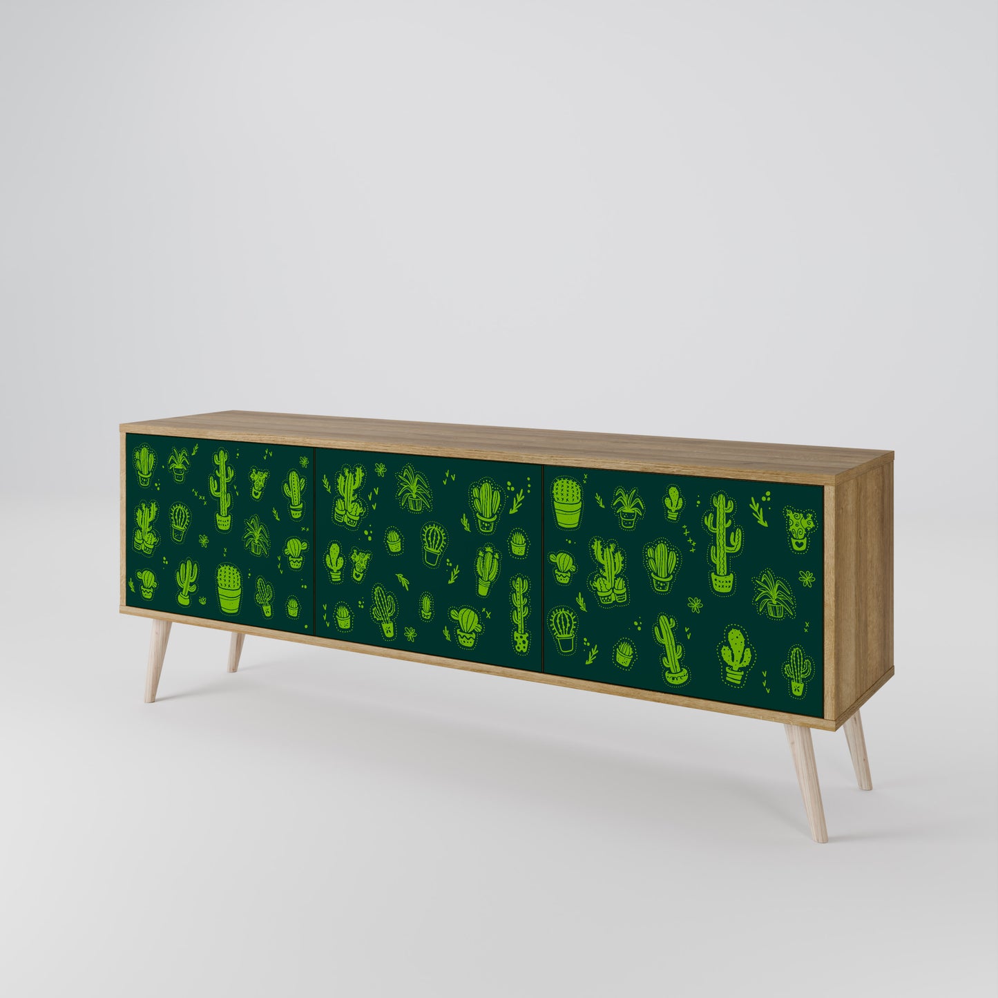 DESERT GREEN 3-dörrars TV-bänk i ekeffekt
