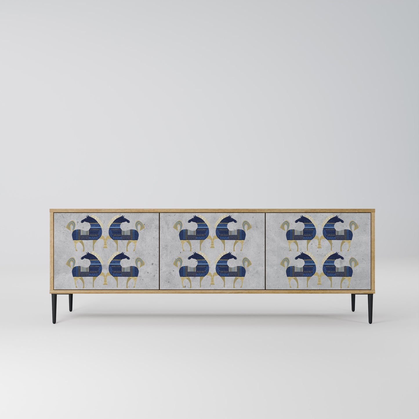 MAJESTIC STEED 3-Door TV Stand in Oak Effect