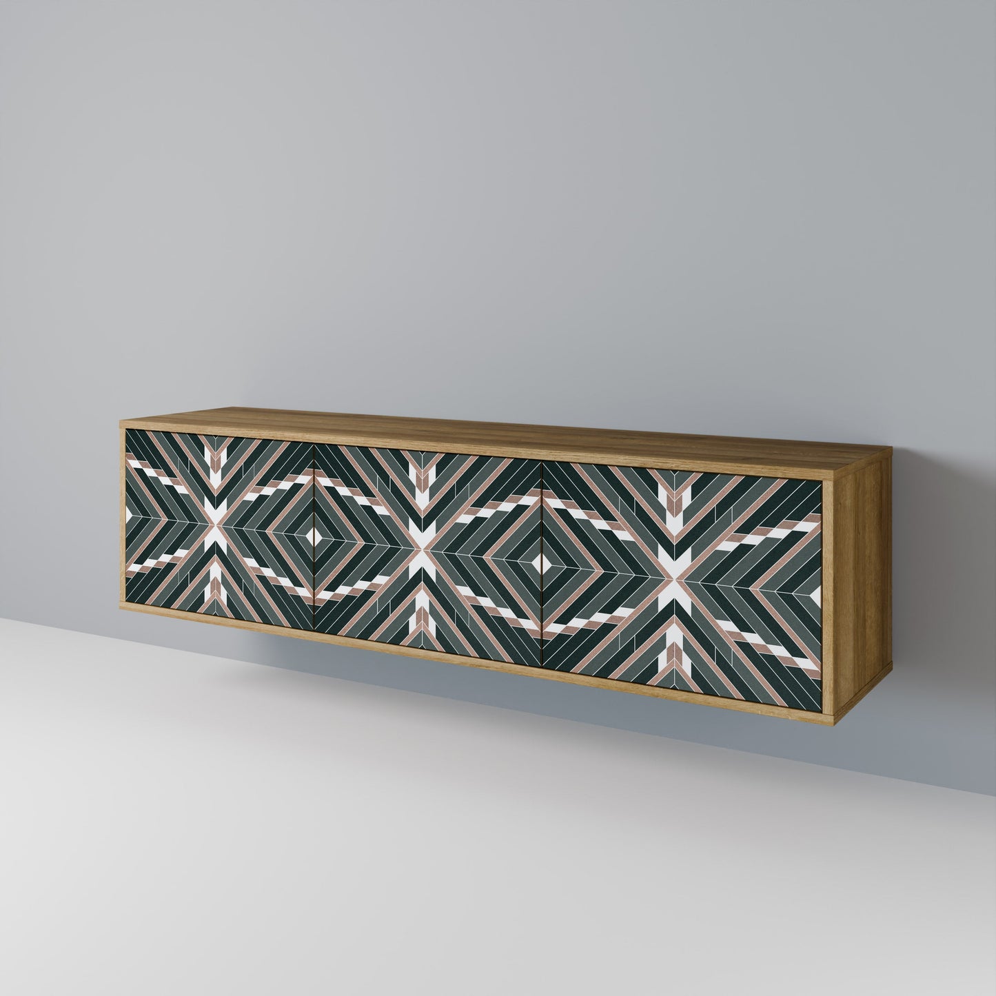 DIMENSION DELIGHTS 3-Door TV Stand in Oak Effect