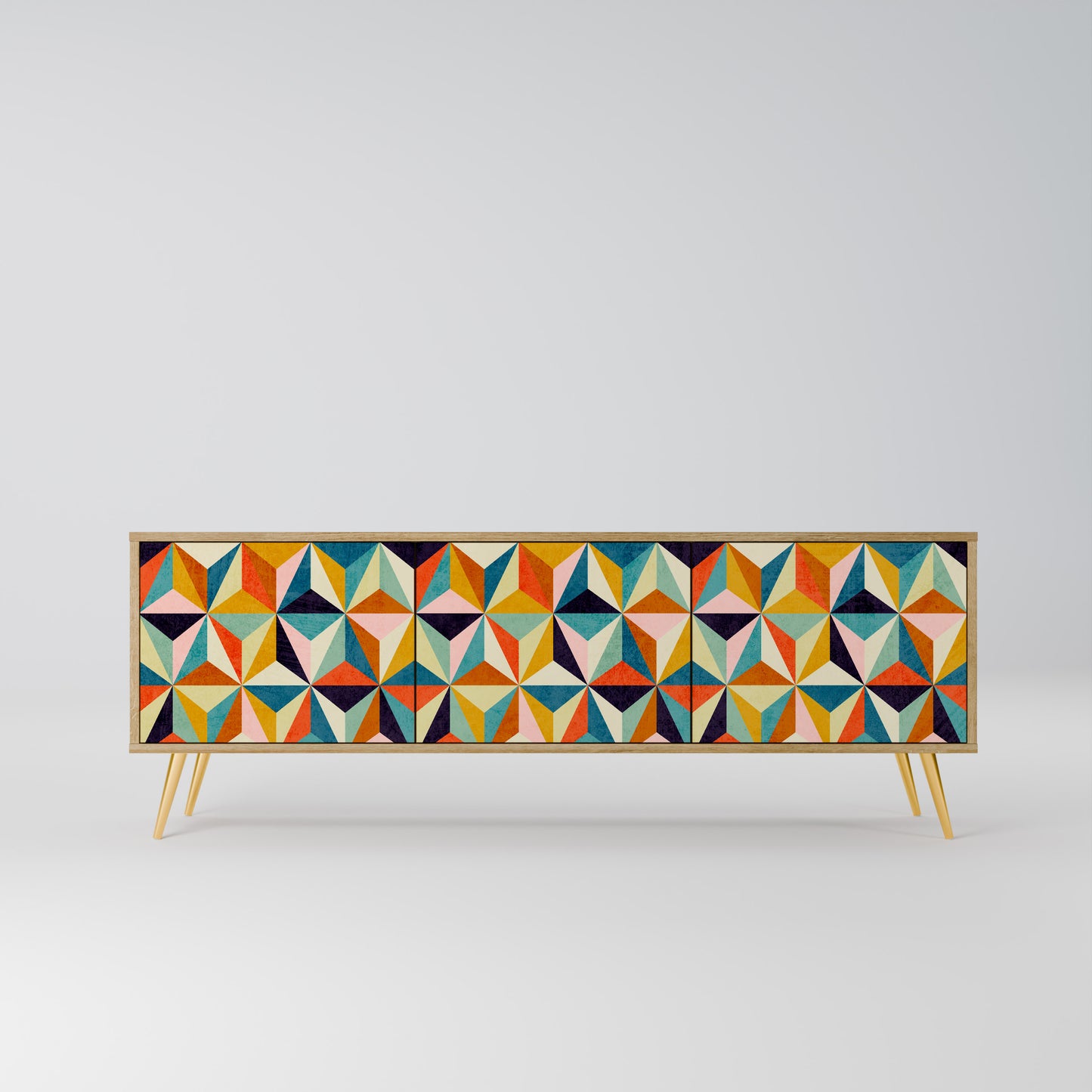TESSELATE TREASURES 3-dörrars TV-bänk i ekeffekt