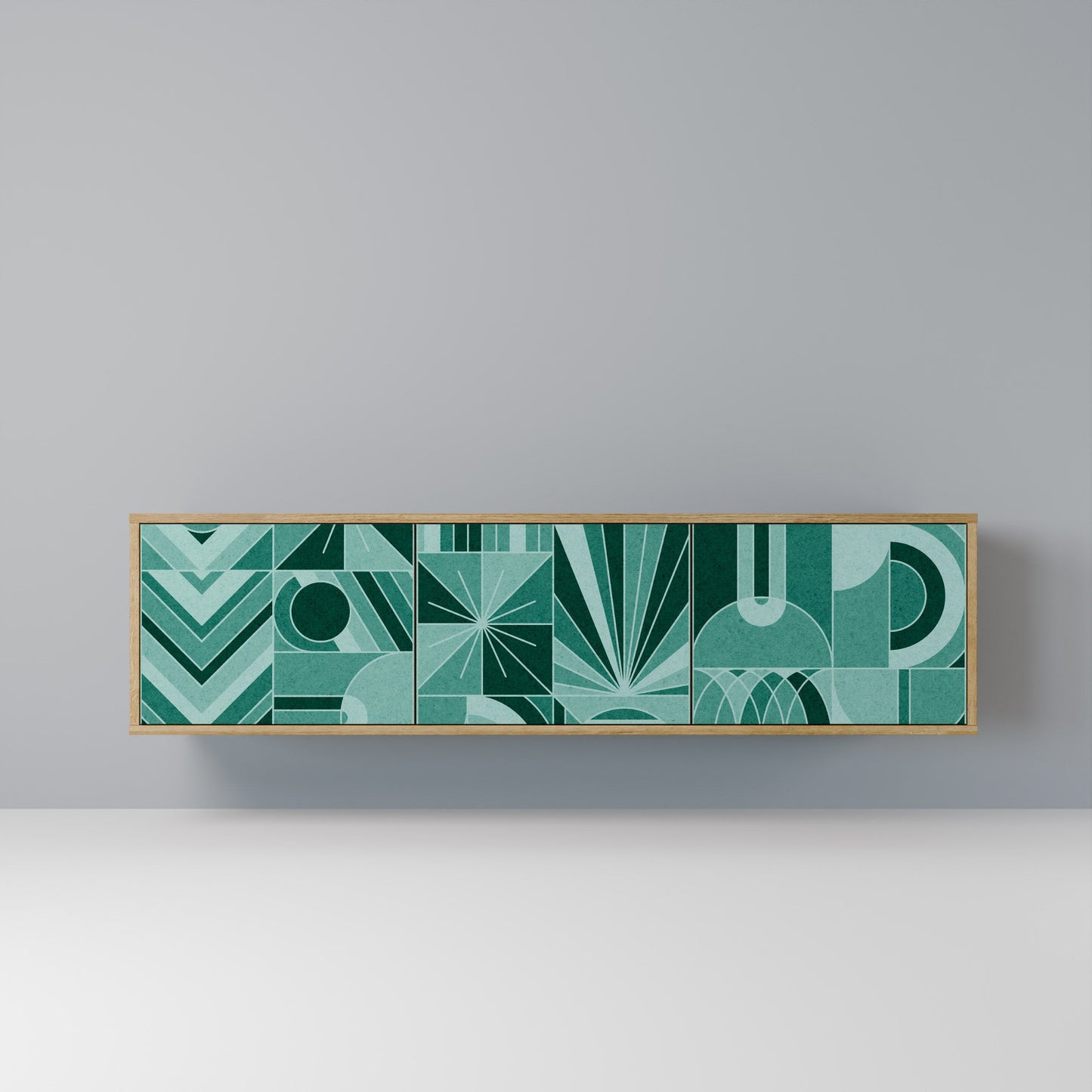 HARMONIC GRID TV-bänk med 3 dörrar i ekeffekt