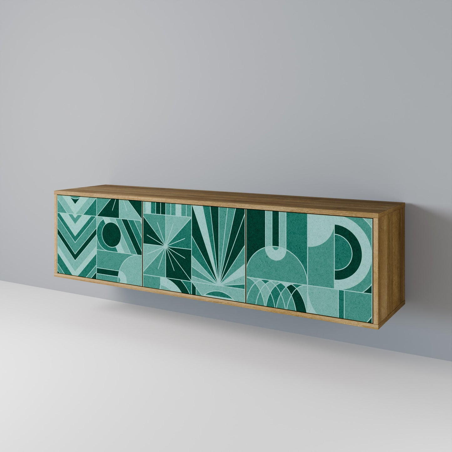 HARMONIC GRID TV-bänk med 3 dörrar i ekeffekt