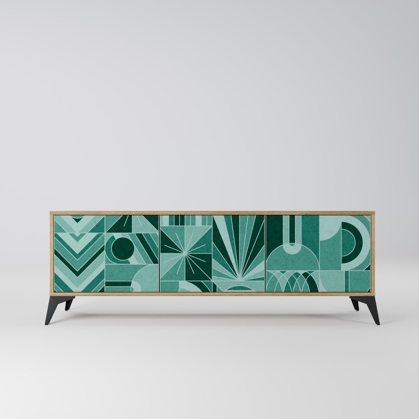 HARMONIC GRID TV-bänk med 3 dörrar i ekeffekt