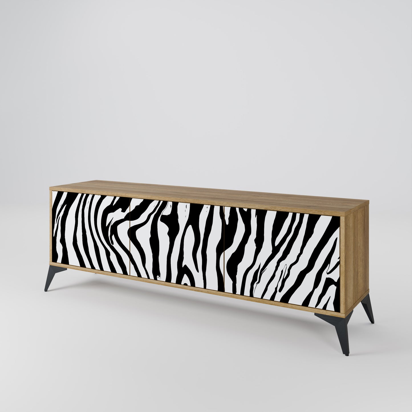 SPLENDID ZEBRA TV-bänk med 3 dörrar i ekeffekt