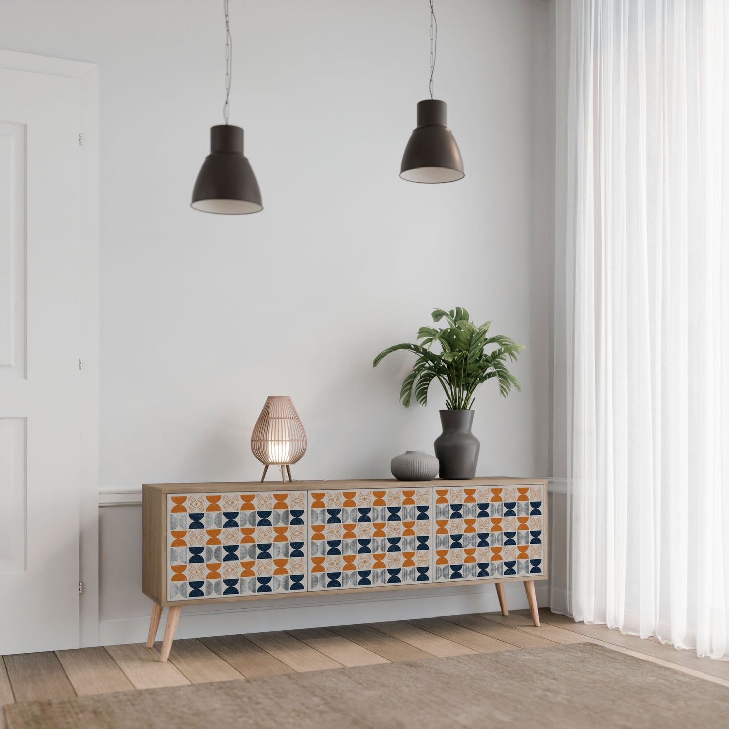 REFLECTION RANGE 3-Door TV Stand in Oak Effect