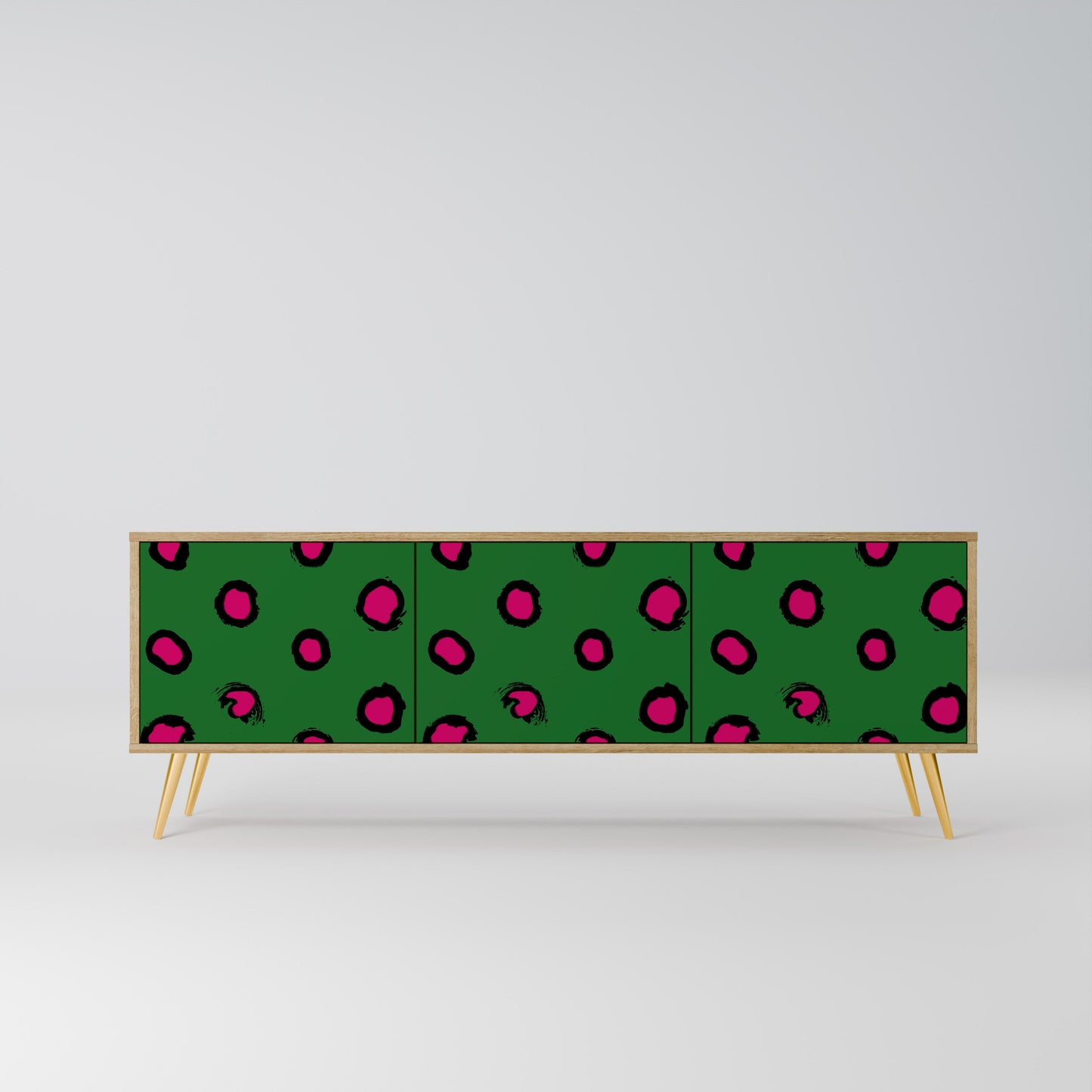 FUNKY SPOTS TV-bänk med 3 dörrar i ekeffekt